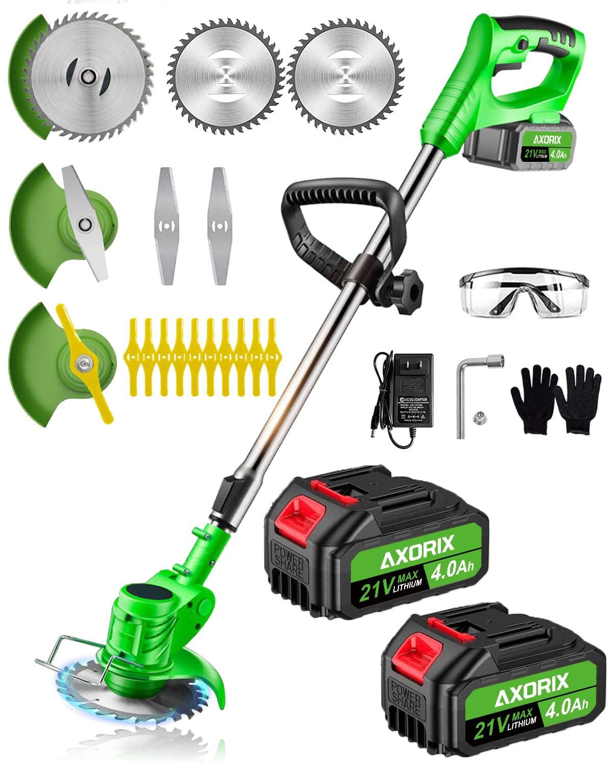 Cordless Weed Wacker, Electric Weed Eater, 2Pcs 4.0Ah Batteries