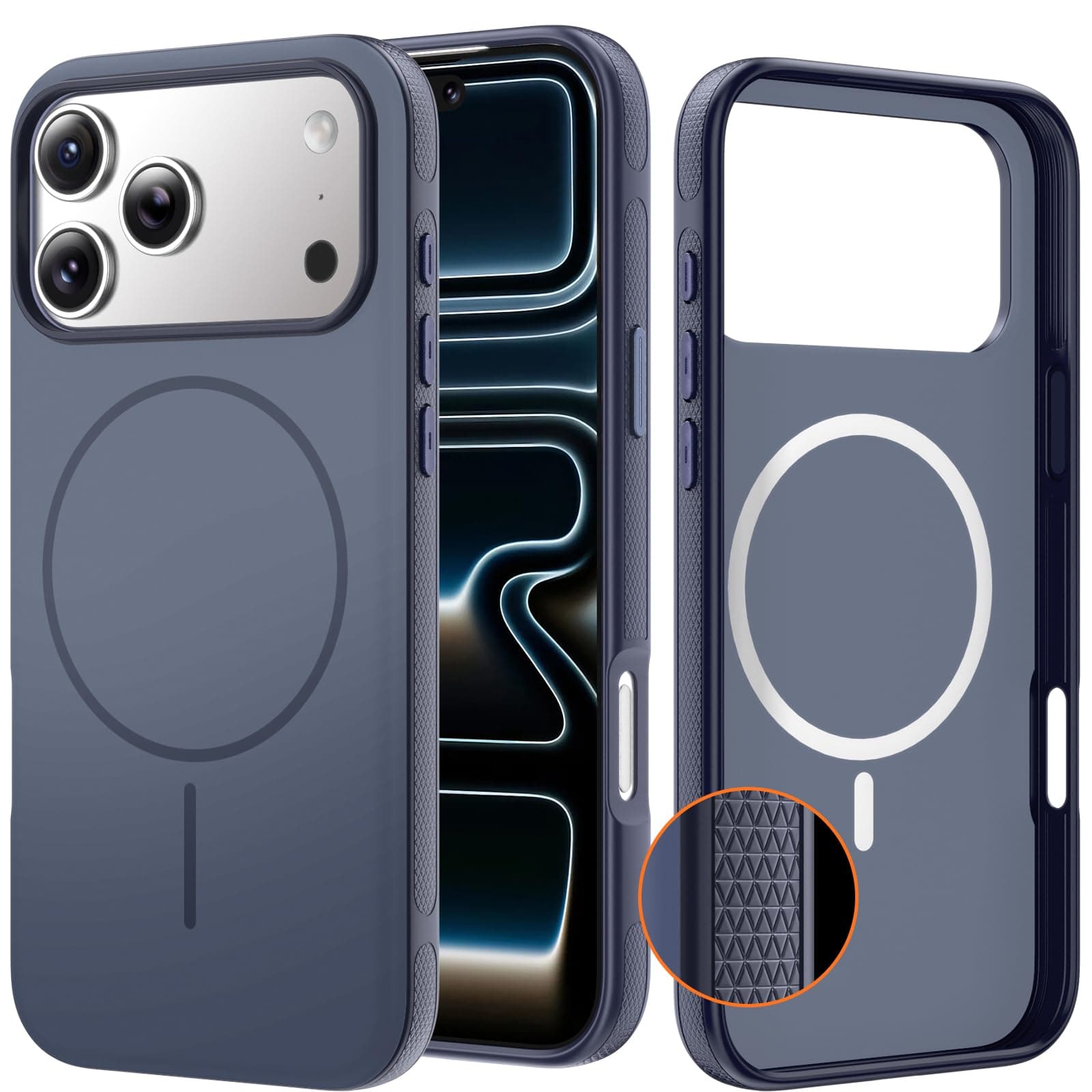 YXUㅤ Magnetic for iPhone 17 Pro Max Case, Premium Silicone [Anti-Slip][Lint-Resistant][Strong Magnets] 3.0mm Thicken Shockproof Protective Phone Case for iPhone 17 ProMax 6.9 inch, Lake Blue