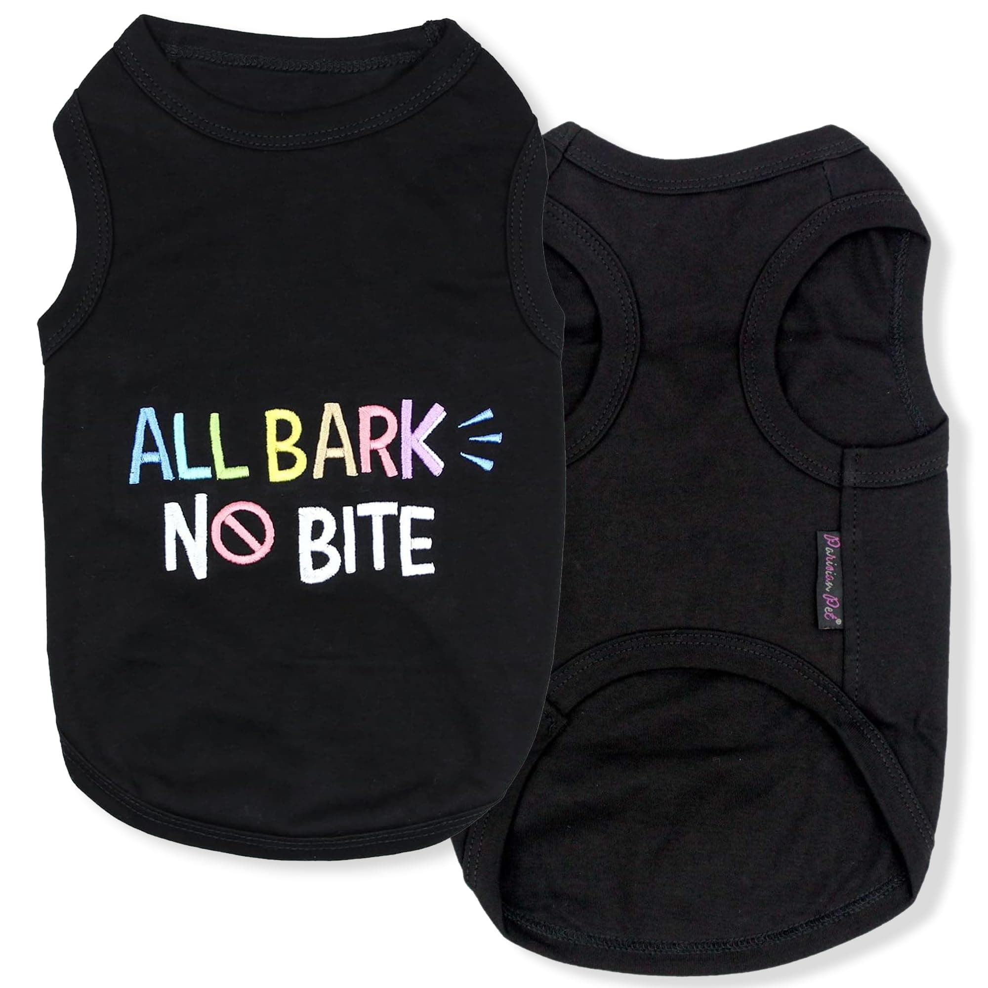 Parisian Pet Dog Tshirt - Embroidered “ Sheriff “ Dog Shirt - Lightweight and Skin Friendly Dog Clothes - Sleeveless Black Dog Tee Shirts - Machine Washable Dog Shirts for Medium Dogs - M