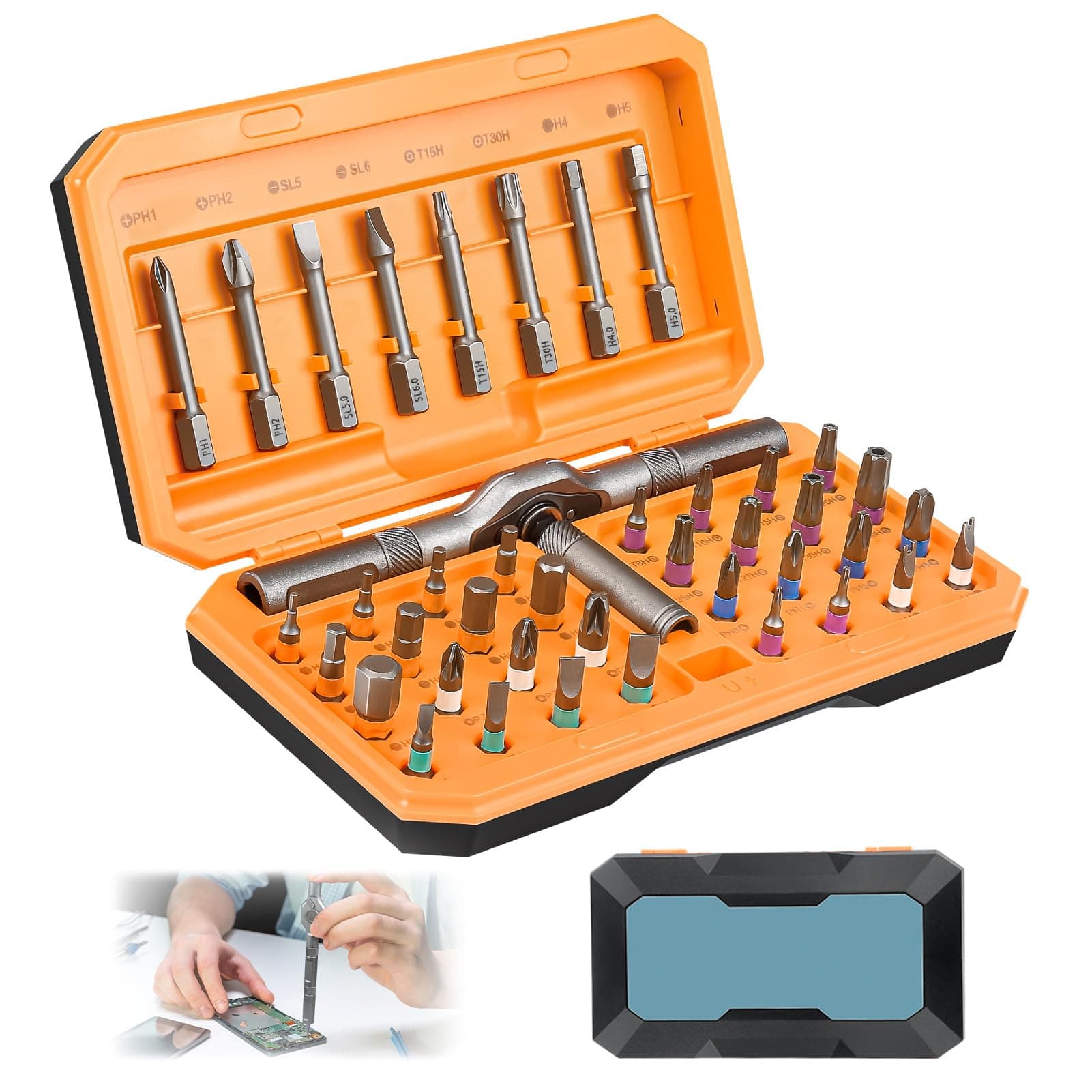 42 in 1 Magnetic Ratchet Screwdriver Set with Ratchet Handle, Complete Repair Kit for Furniture Assembly, Electronics, Bicycle Maintenance and DIY