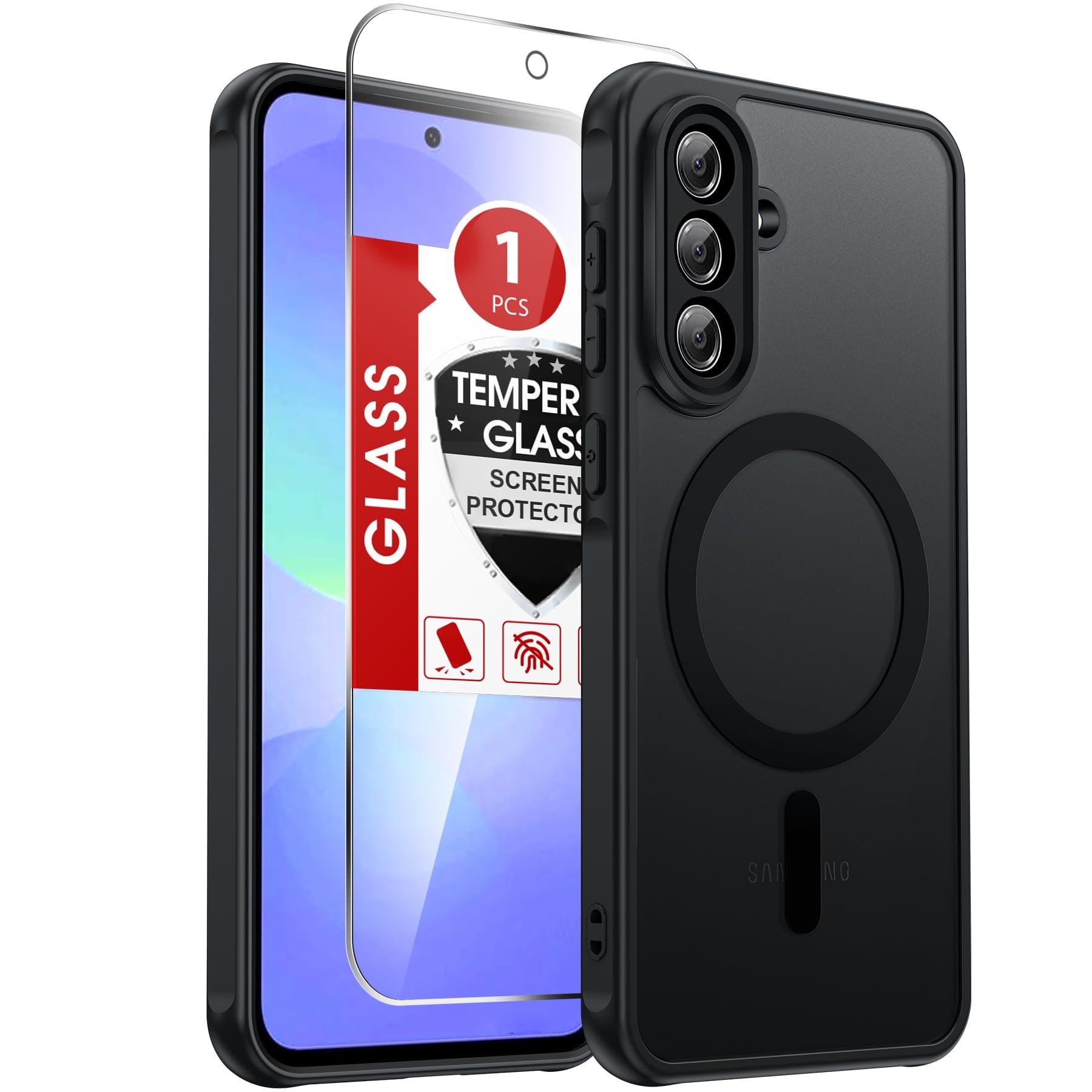 LeYi for Samsung Galaxy A36-5G Phone Case [Magnet Fit] Slim Frosted, Black