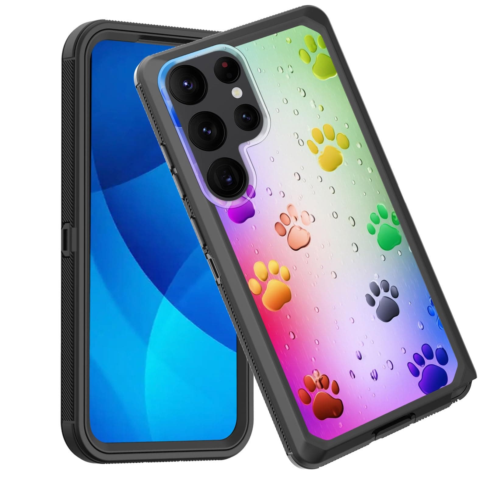 GFEWYTJYJ for Galaxy S25 Ultra Case,Shockproof 3-Layer Full Body Protection Rugged Heavy Duty High Impact Hard Cover Case for Samsung Galaxy S25 Ultra 6.8 inch 2025,Rainbow Paw Prints
