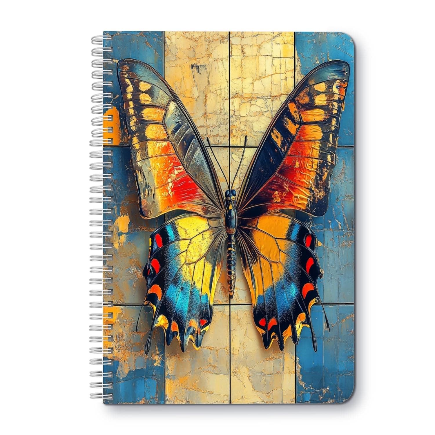 Spiral Notebook Lined College Lined Journal Composition School,College & Office Supplies,100 Pages,5.71x 8.26 in - Butterfly With Metallic Hues
