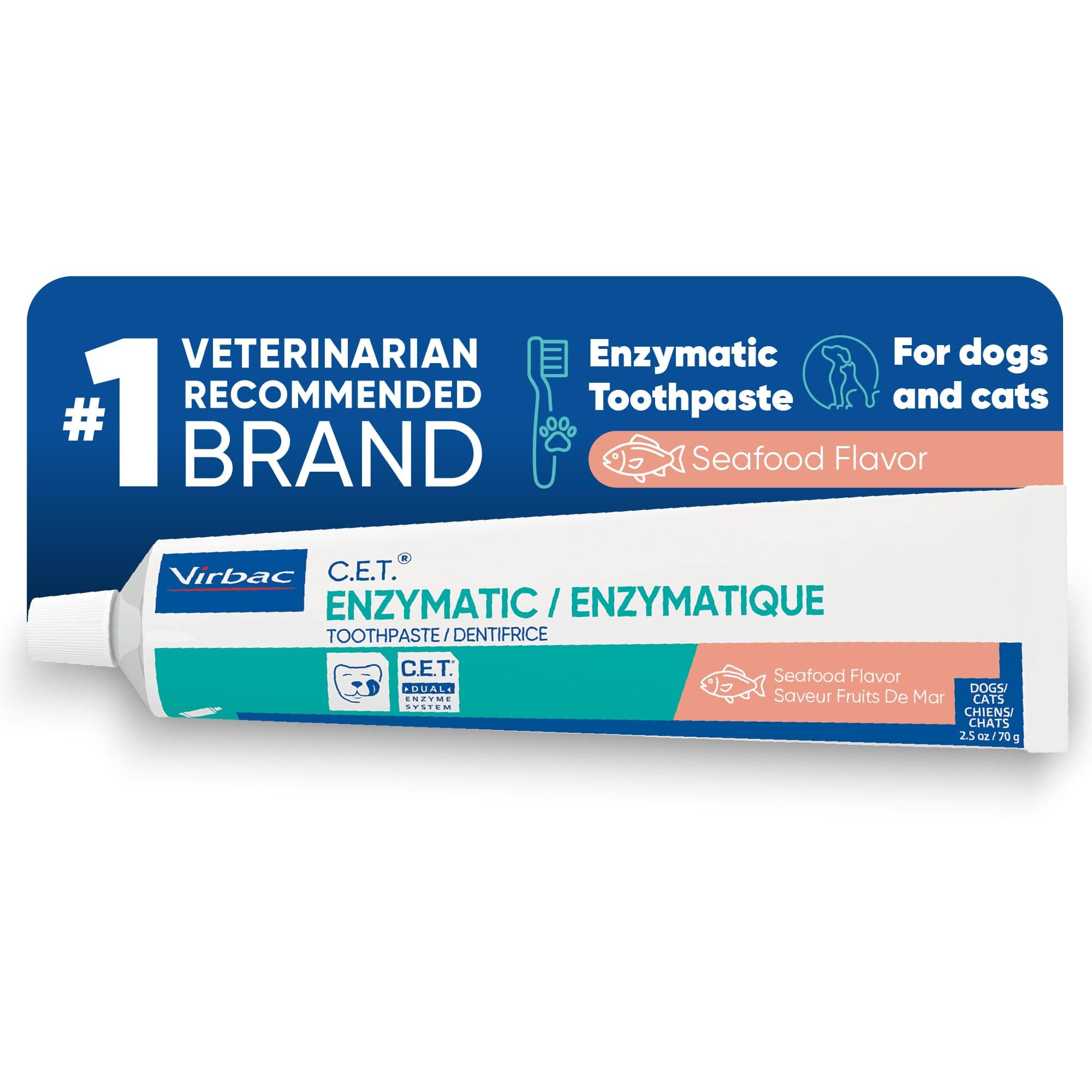 Virbac C.E.T. Enzymatic Toothpaste, Tartar Control, Seafood Flavor, 2.5 oz [packing may vary]