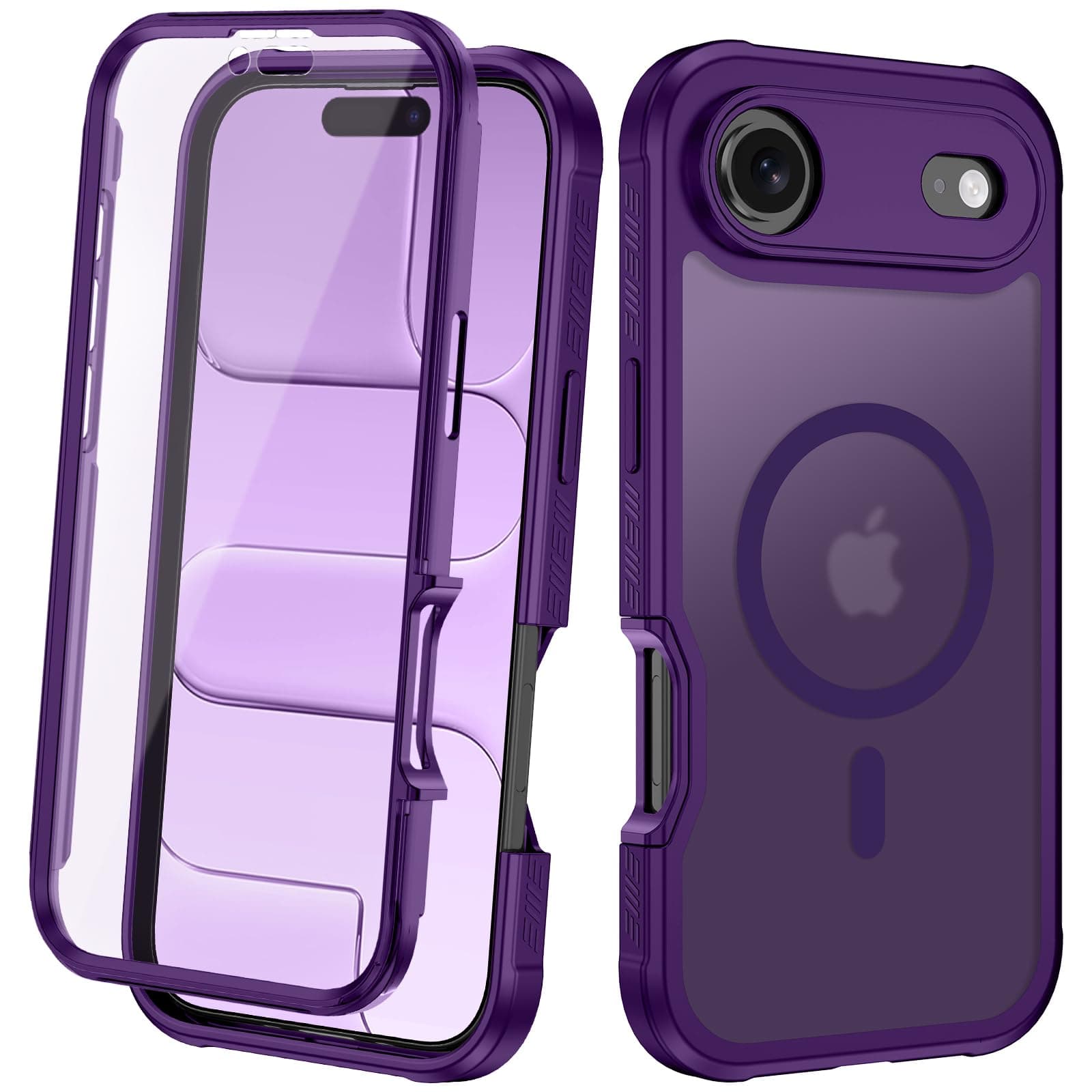 Avocase Magnetic for iPhone 17 Air Case Built in Screen Protector [Compatible with MagSafe] Military-Grade Protection Full Body Shockproof Slim Translucent Matte Women Girls Men, Purple