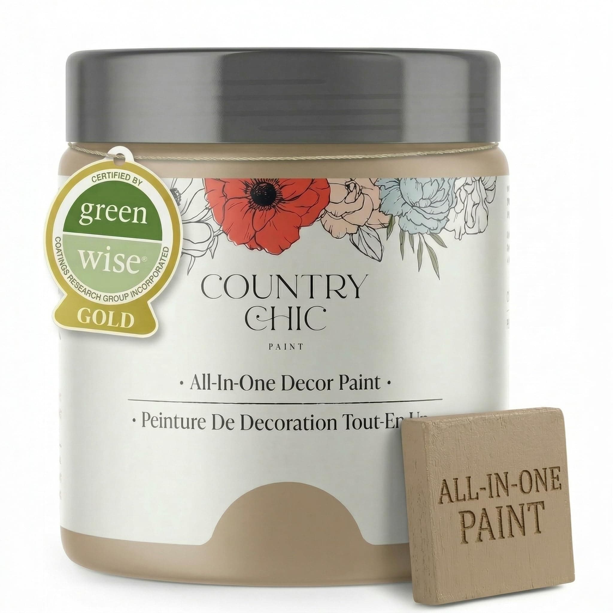 Country Chic All-in-One Chalk Paint for Furniture, Cabinets, Home Decor, Eco-Friendly, Matte Finish, Built-In Primer & Top Coat for Wood, Metal - Road Trip (Tan) - 4 oz (118 ml)