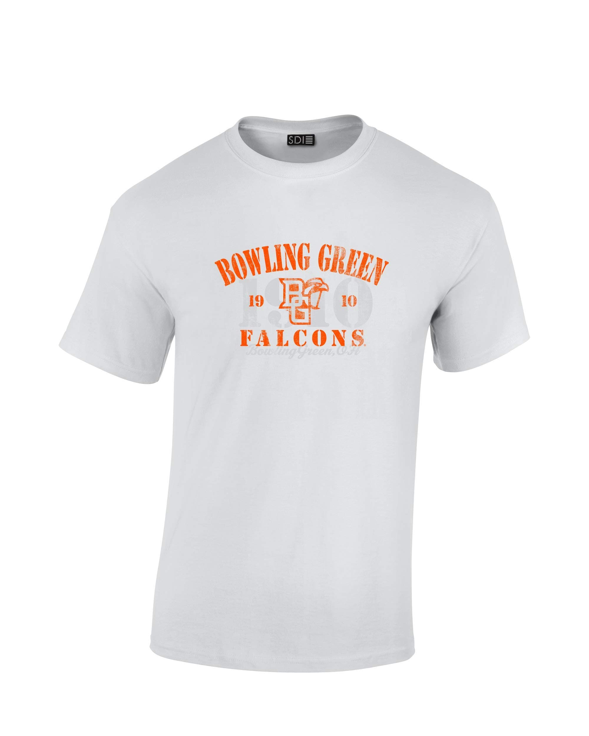 Bowling Green Falcons 100% Cotton Short Sleeve Tee, Vintage Shadow Design, White, MD