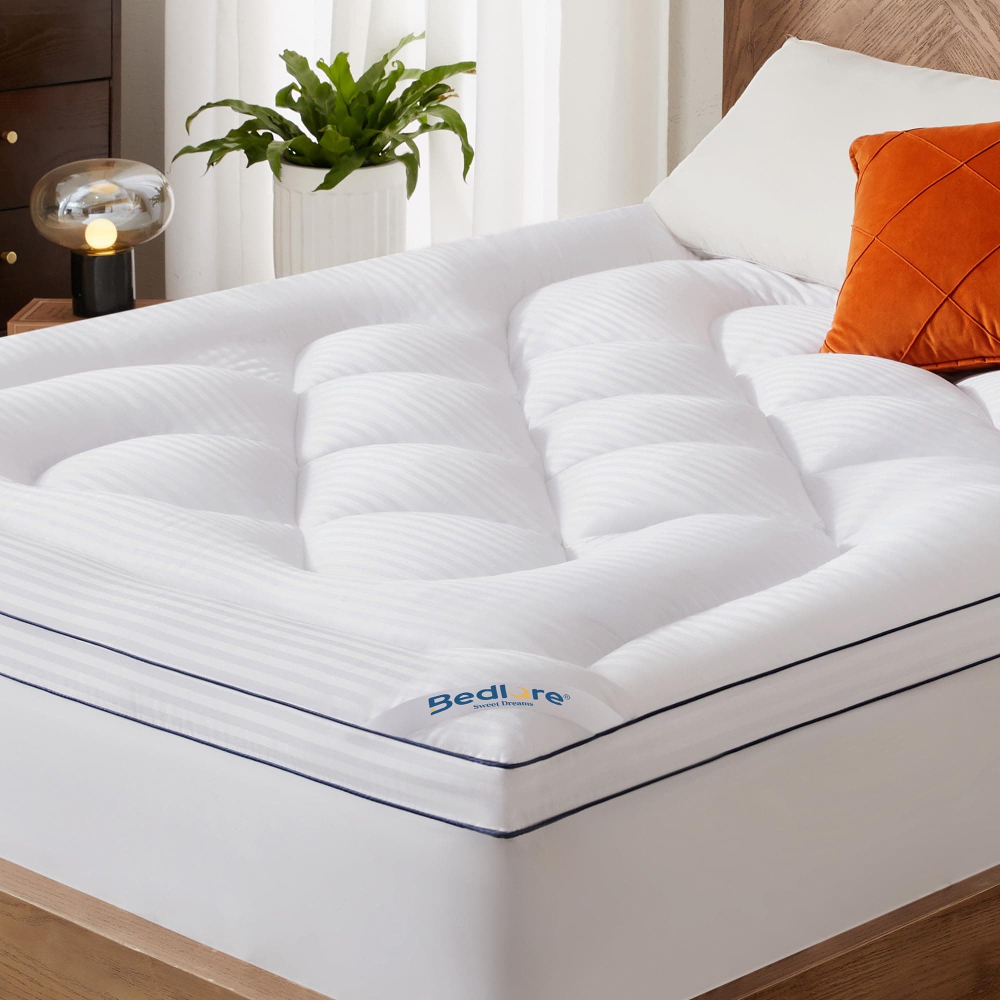 BEDLORE Queen Mattress Topper, Thick Pillow Top Bed Cover Soft Mattress Pad