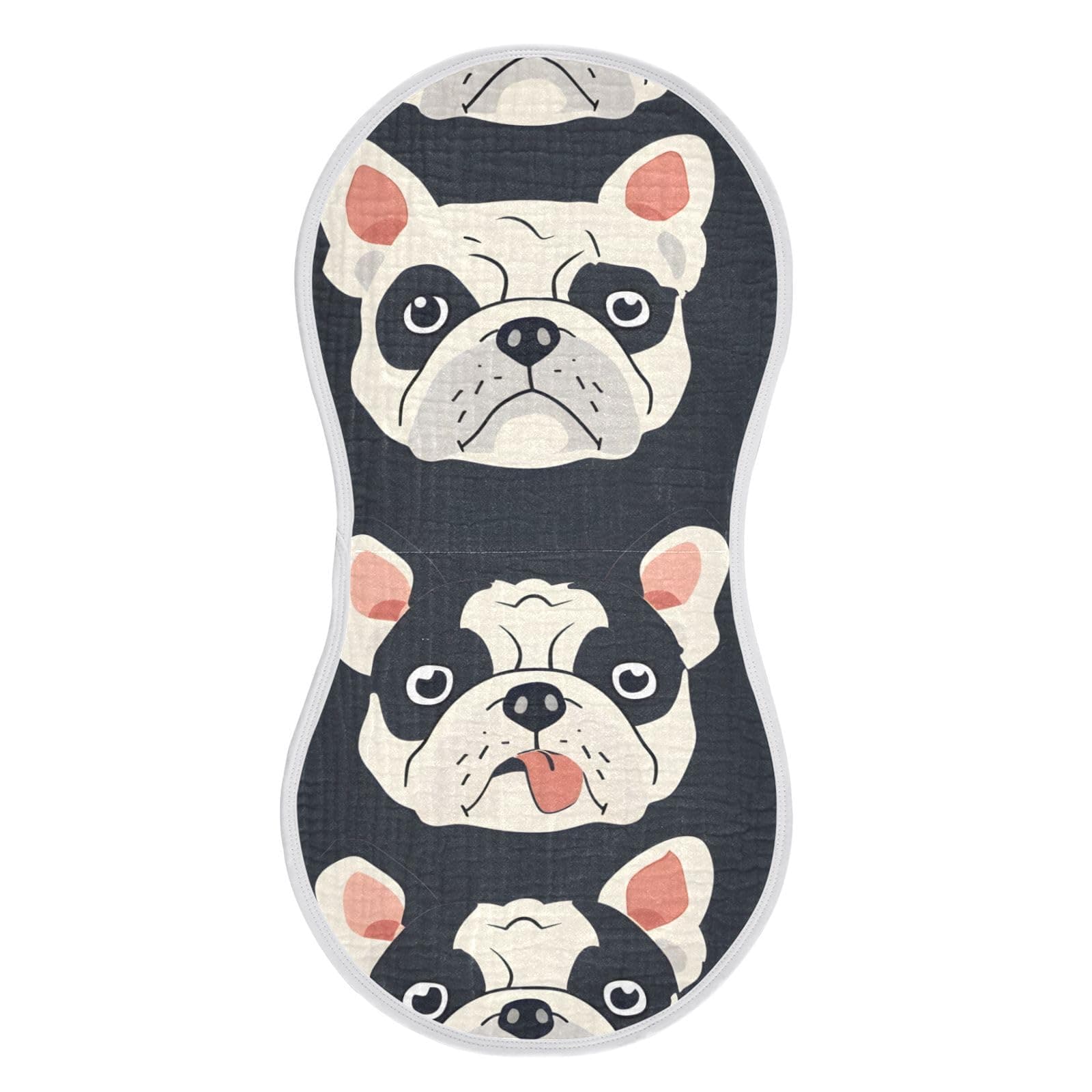 FUQIUMI Bulldog Dog Puppy Pet Muslin Burp Cloths for Babies,Soft Cotton 4 Layer Burping Cloths with Waterproof Backing, Absorbent Newborn Spit Up Rags for Boys & Girls, 22"x 11"
