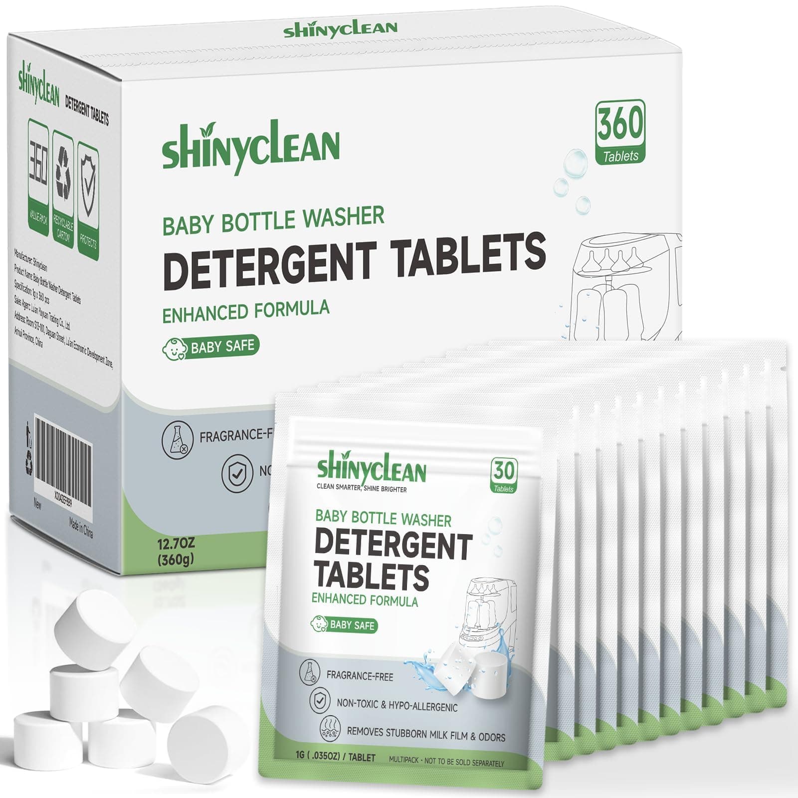shinyclean Bottle Washer Detergent Tablets, Fits All Machines, 360 count