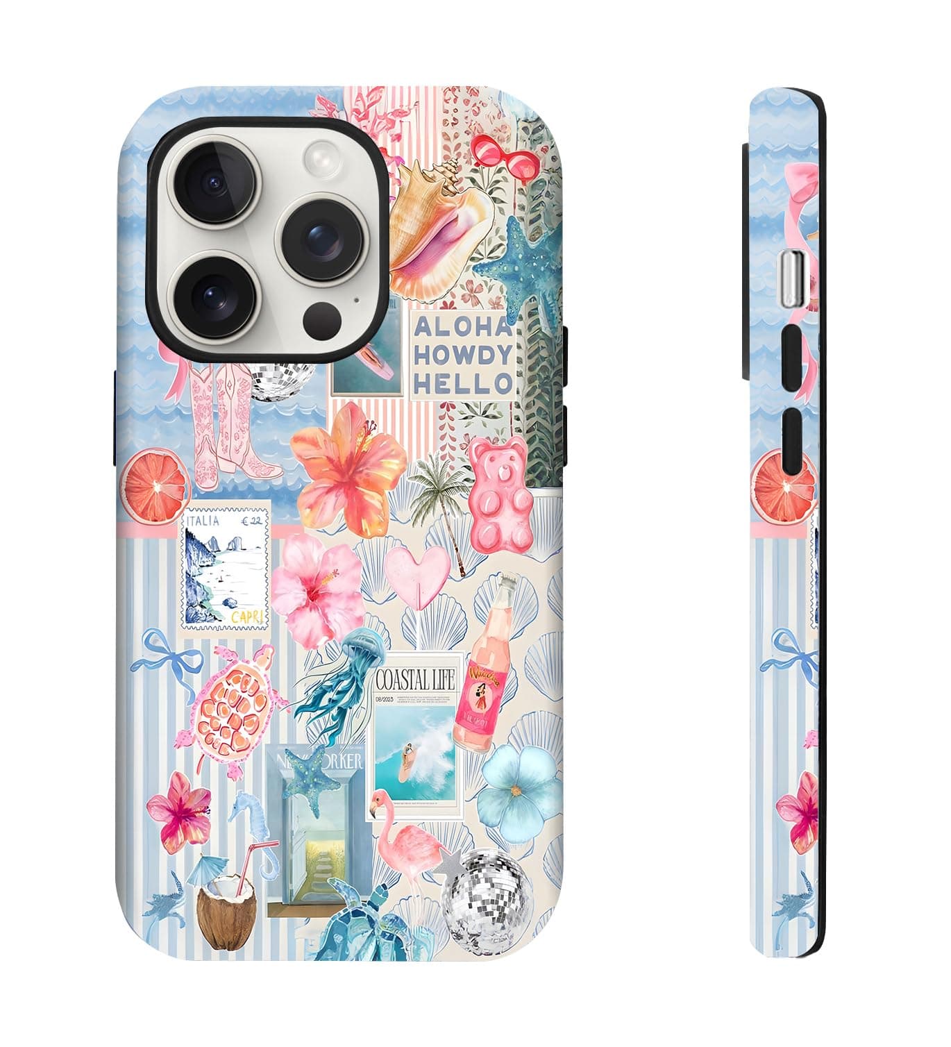 XUNBOTINGS for iPhone 14 Pro Max Case, Compatible with Magnetic Hard Shell Cover, Blue Ocean Beach Summer Art Design (Summer Collage, for iPhone 14 Pro Max)