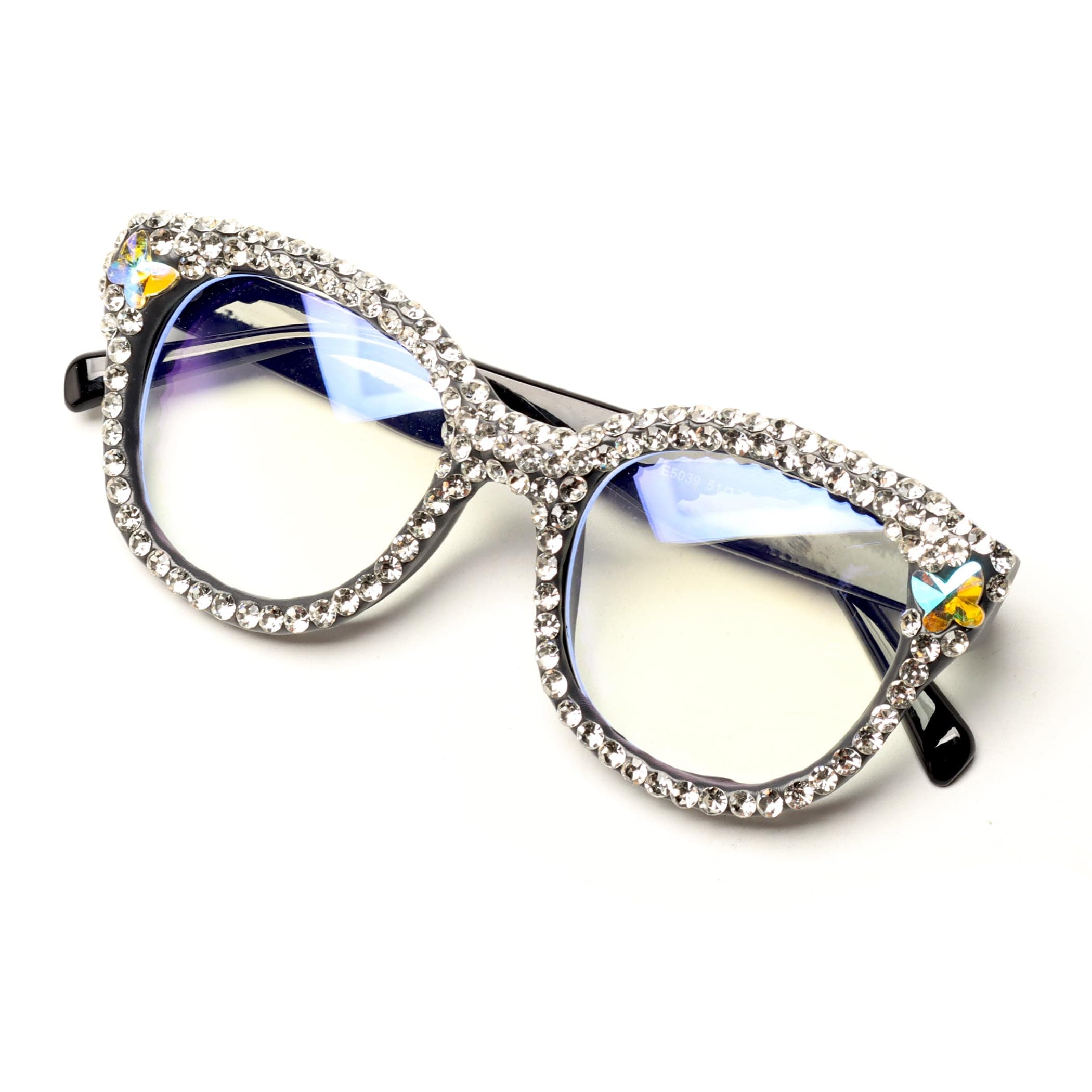 ICARA Oversized Christmas Bling Rhinestone Reading Glasses for Women Christmas Party Ladies Readers (white, 2.5, x)