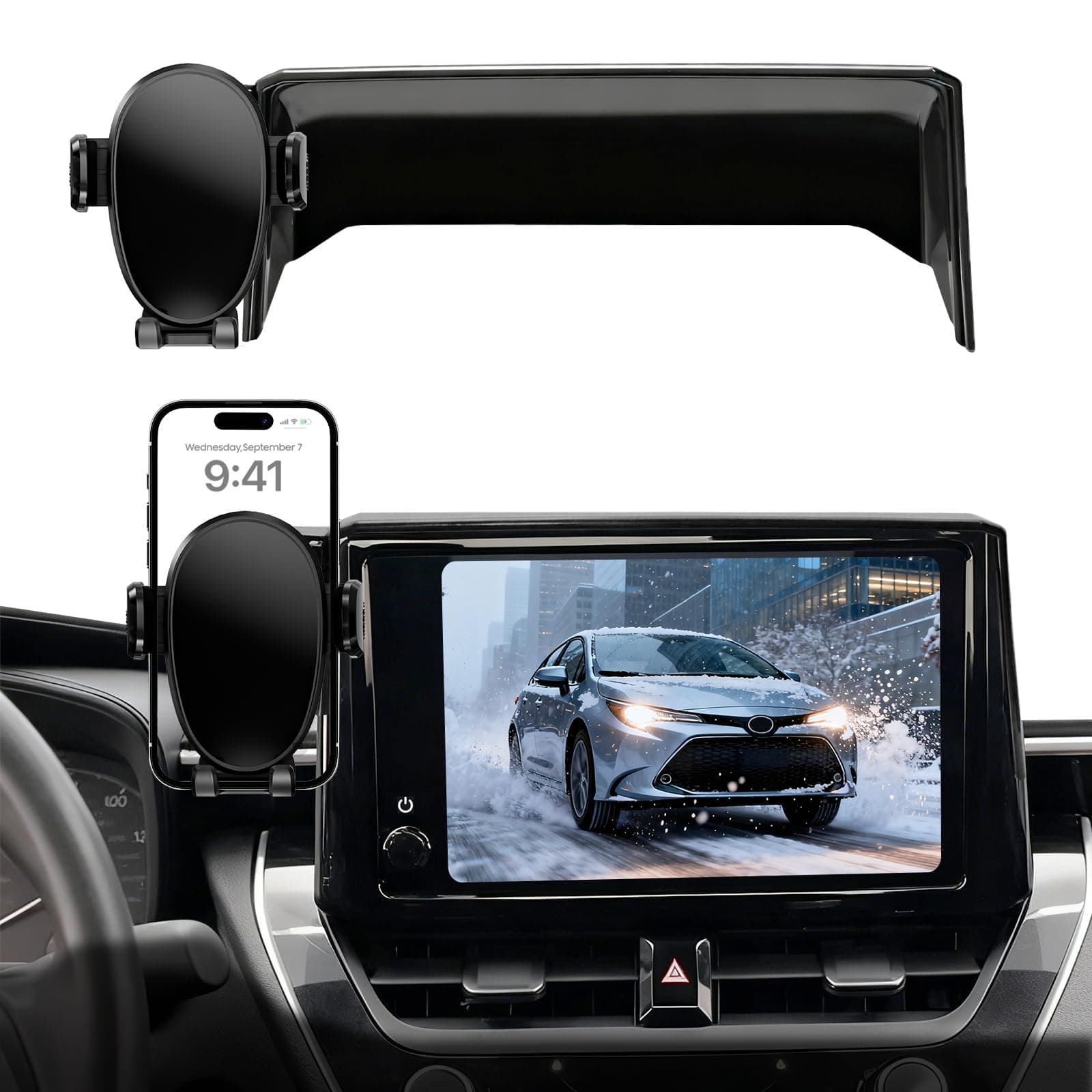 AAGJJ Phone Mount for Toyota Corolla 2019-2025 2026 (8" Screen), Corolla Hatchback 2019-2026, Corolla Cross 2022-2026, 360° Adjustable with Storage Box Dashboard Mount Mobile Holder