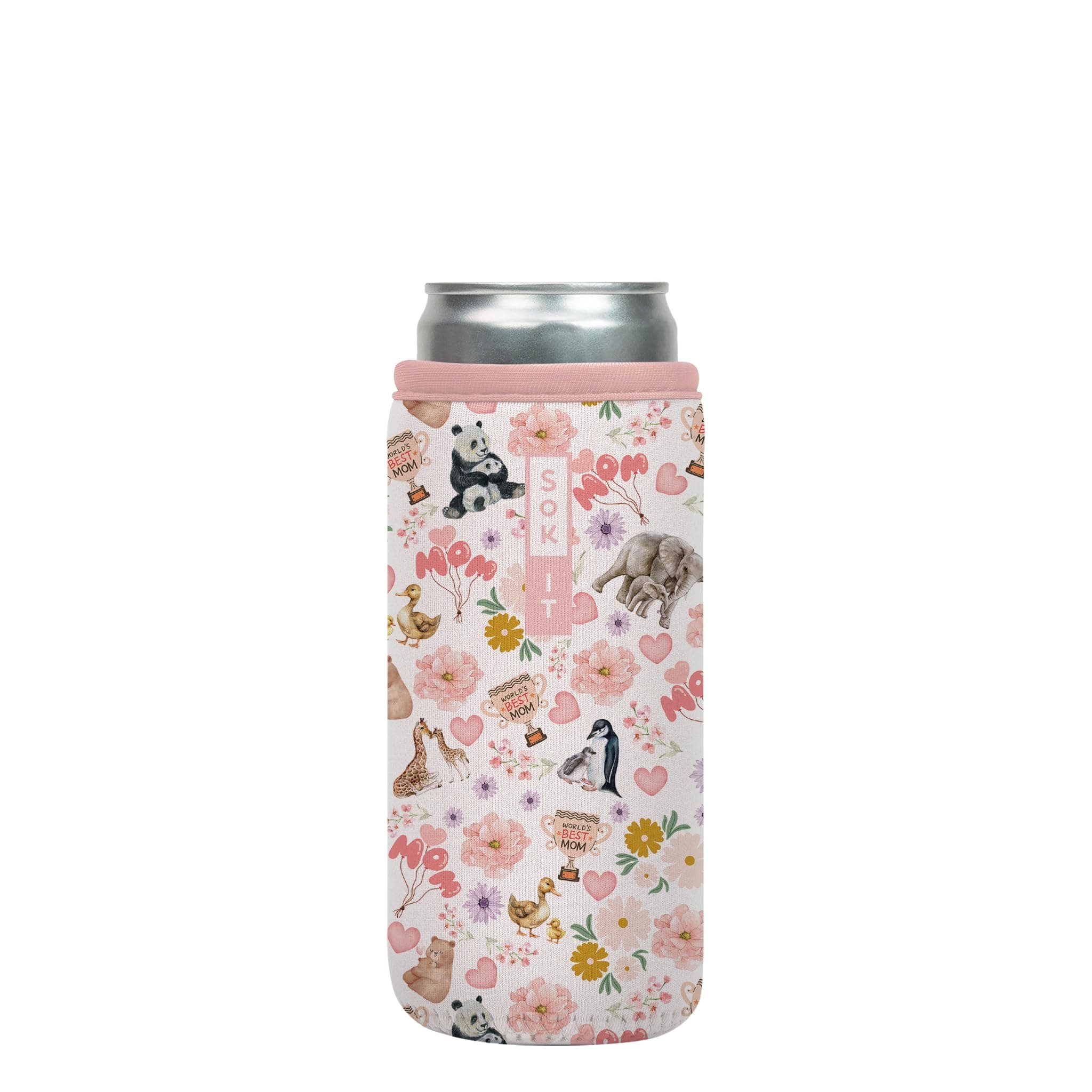 Sok It CanSok Sleeve for Beer & Soda Insulated Neoprene Cover (Wild About Mom, 12oz Slim Can Sleeve)