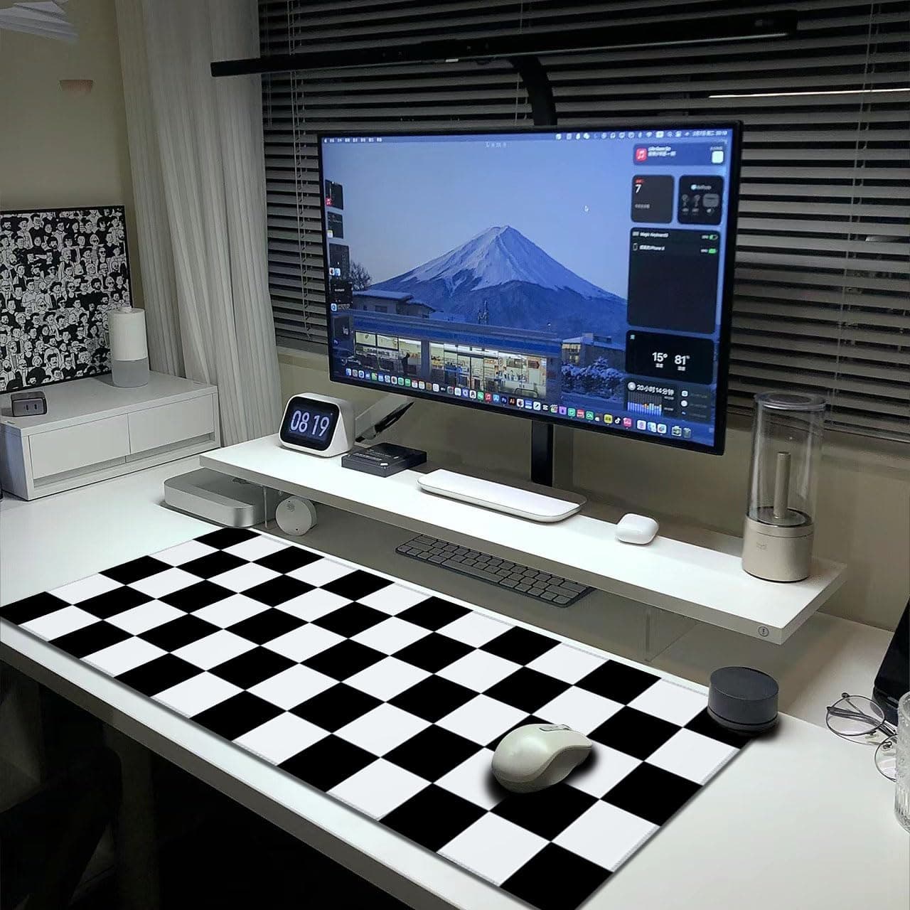 Black and White Checkered Mouse Pad Extended Large Gaming Mousepad XL Big Long Oversized Desk Mat Stitched Edges 31.5 X 11.8 Inch for Home Office