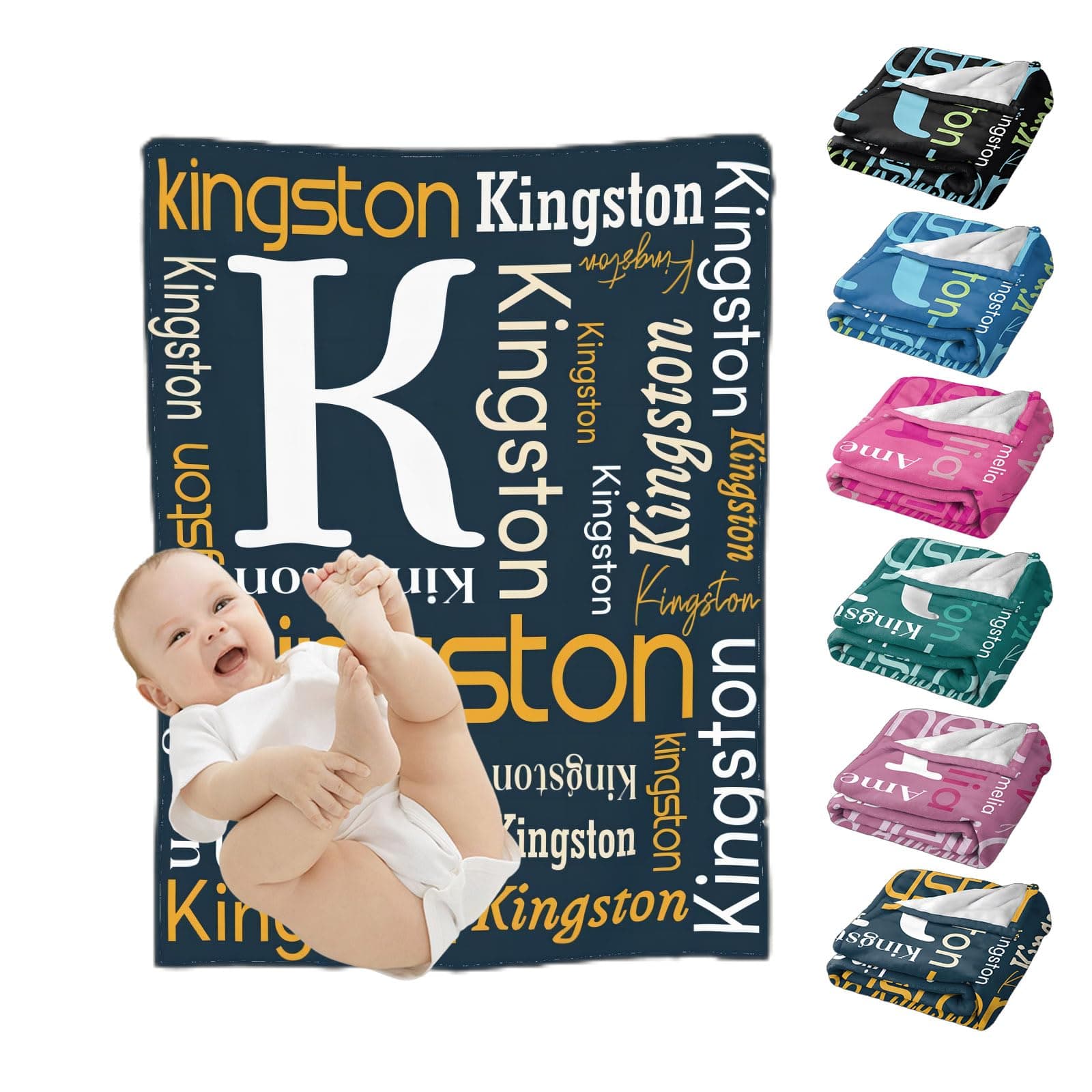 WAJL POD Custom Baby Blankets for Girls Boys Kids Personalized Baby Blankets with Name for Kids Girls Boys Custom Personalized Baby Girl Boy Kids Gifts Custom Personalized Baby Items