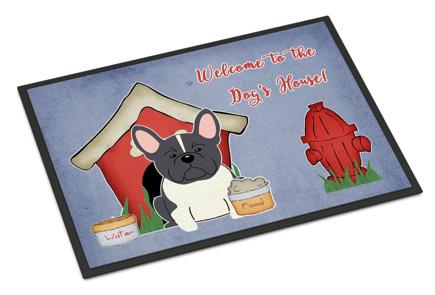 Caroline's Treasures BB2766JMAT Dog House Collection French Bulldog Black White Door Mat, Indoor Rug or Outdoor Welcome Mat 24x36 Doormat, 24H X 36W, Multicolor