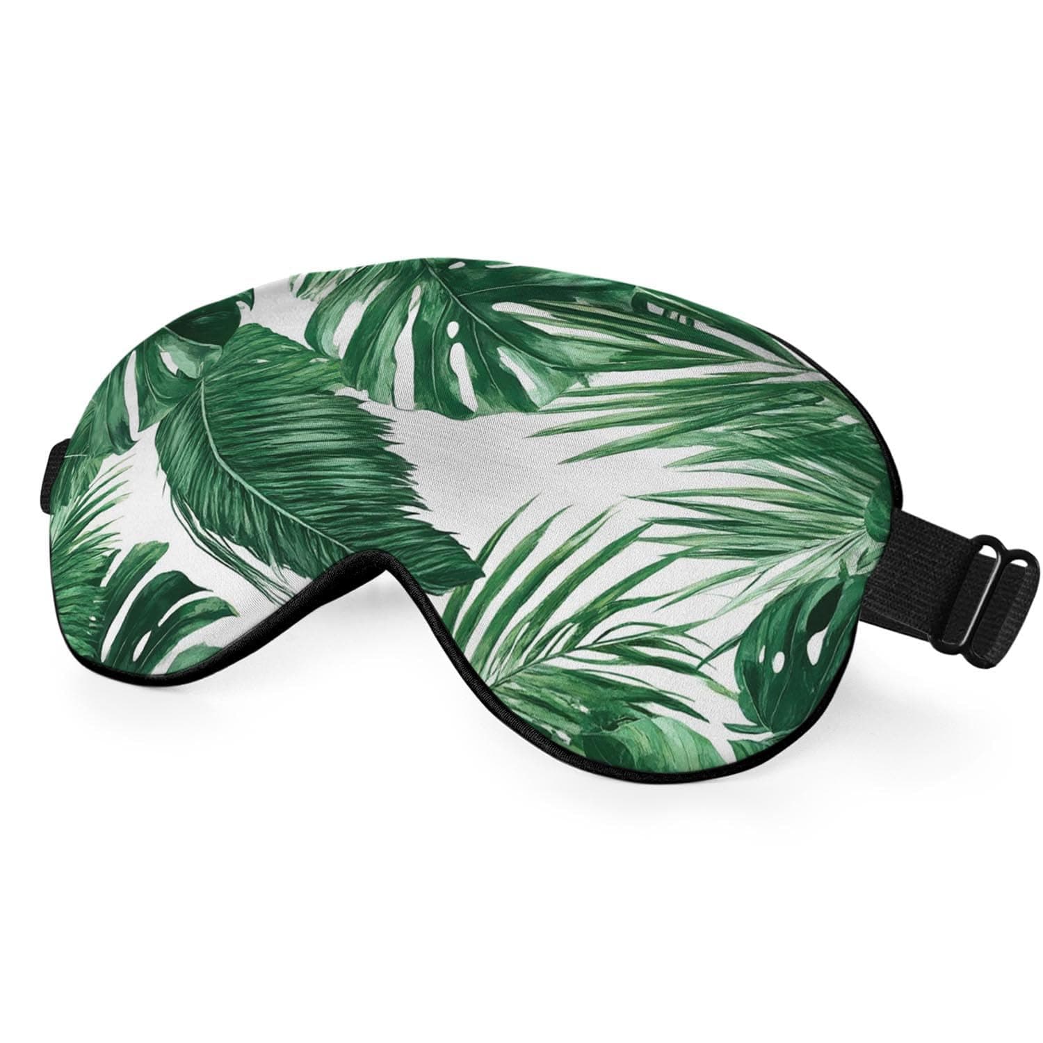 NOHSHE Tropical Palm Leaves Sleep Mask Eye Mask Green Jungle Leaves Floral Sleep Mask Light Blocking Adjustable Smooth Soft Eye Masks for Women Deep Rest Travel