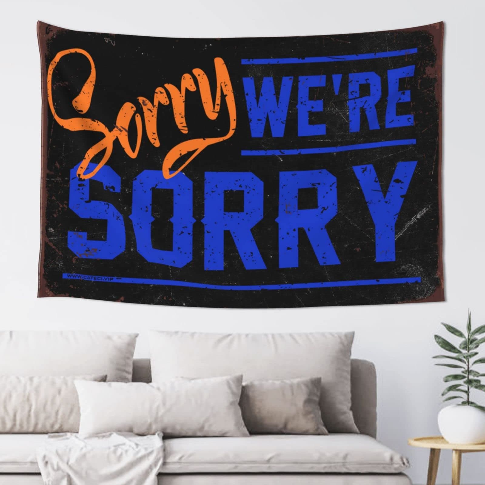 Blue Wall Tapestry Sorry We're Sorry Tapestry Moon Tapestry Space Decorations ( Size : 75X100CM )