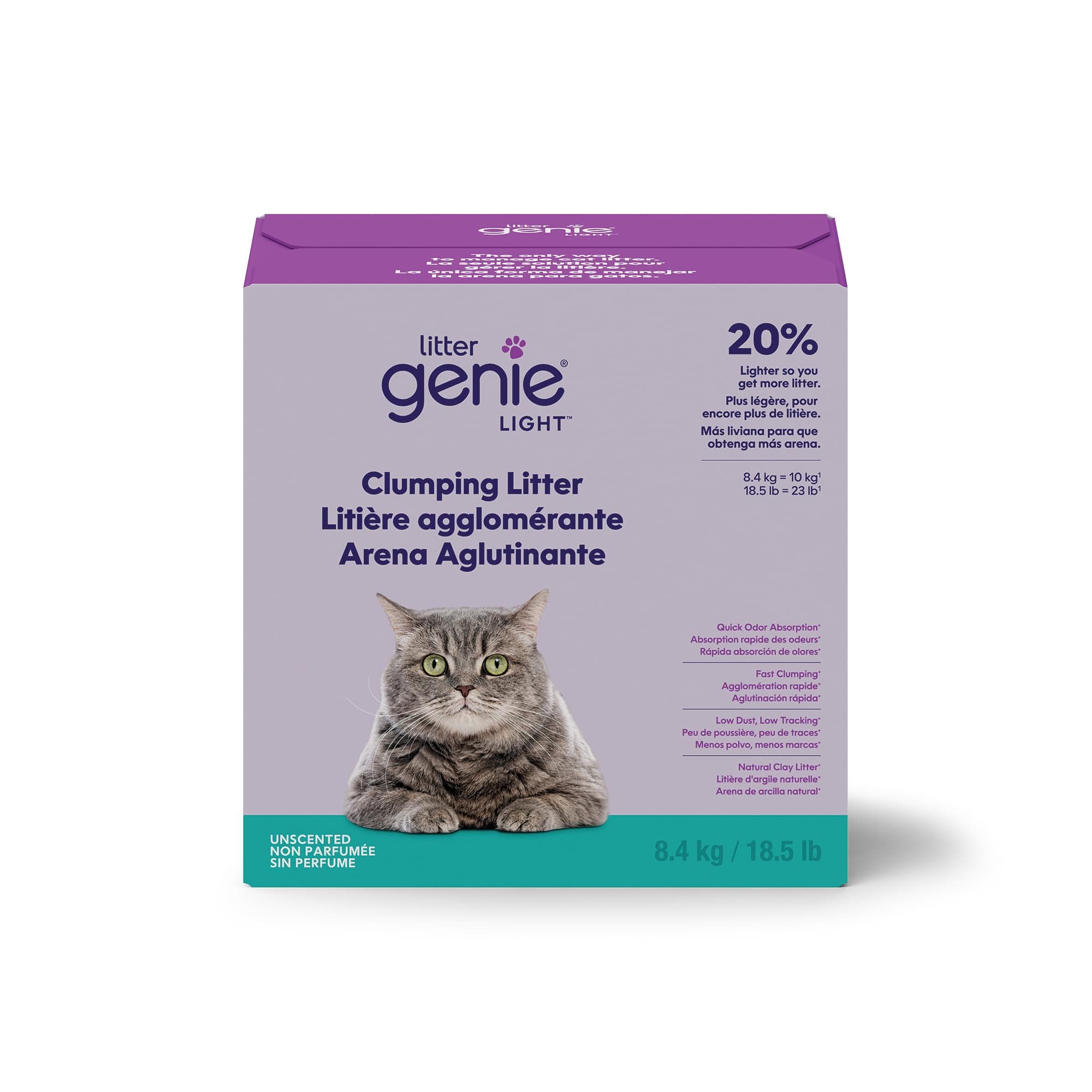 Litter Genie Light Clumping Cat Litter 8.4 kg, Unscented, Made in Canada