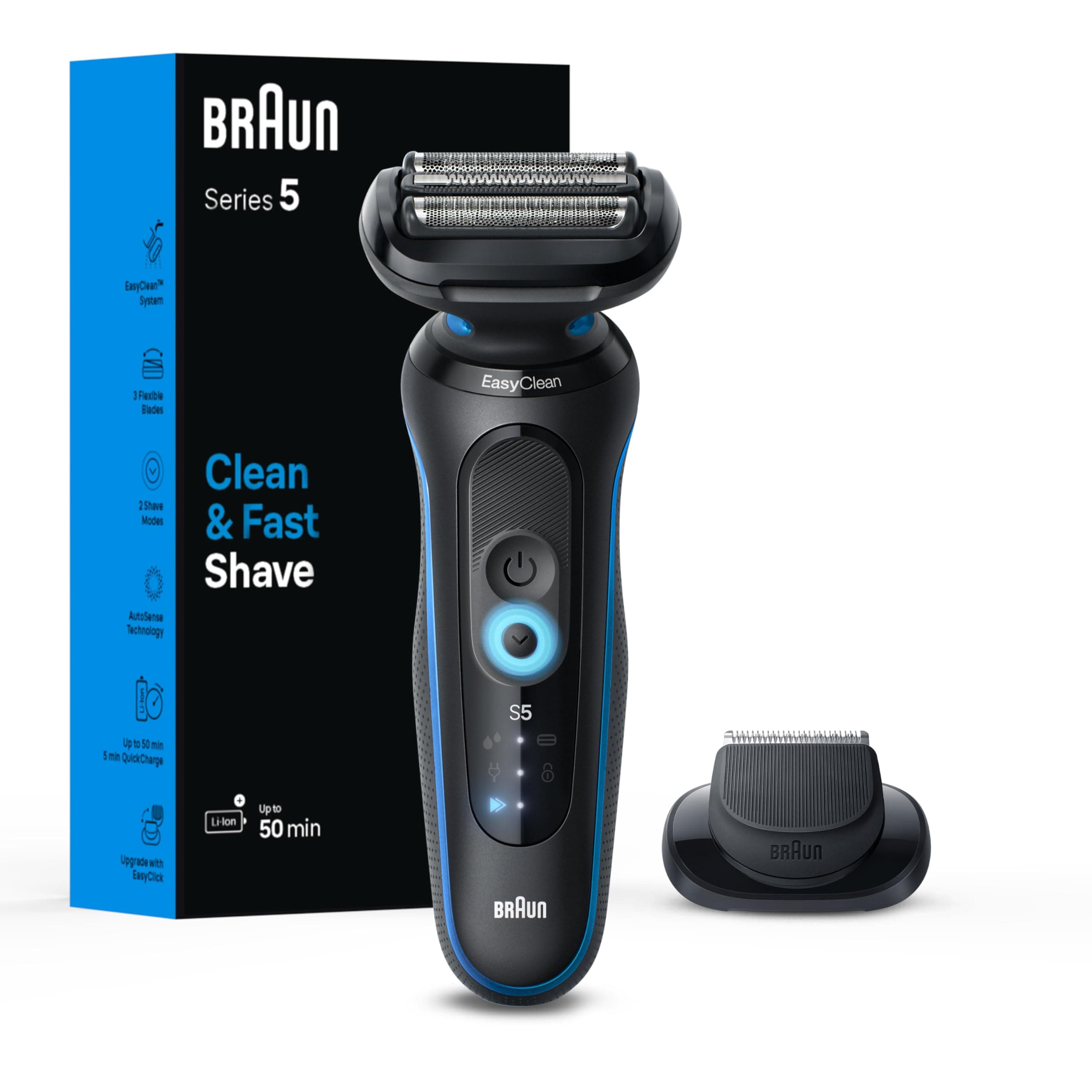 Braun Electric Razor for Men Series 5, Beard Shaver, Electric Shaver, SkinGentle Foil, with Protective Cap, Precision Trimmer, S5 5118s, 1 item