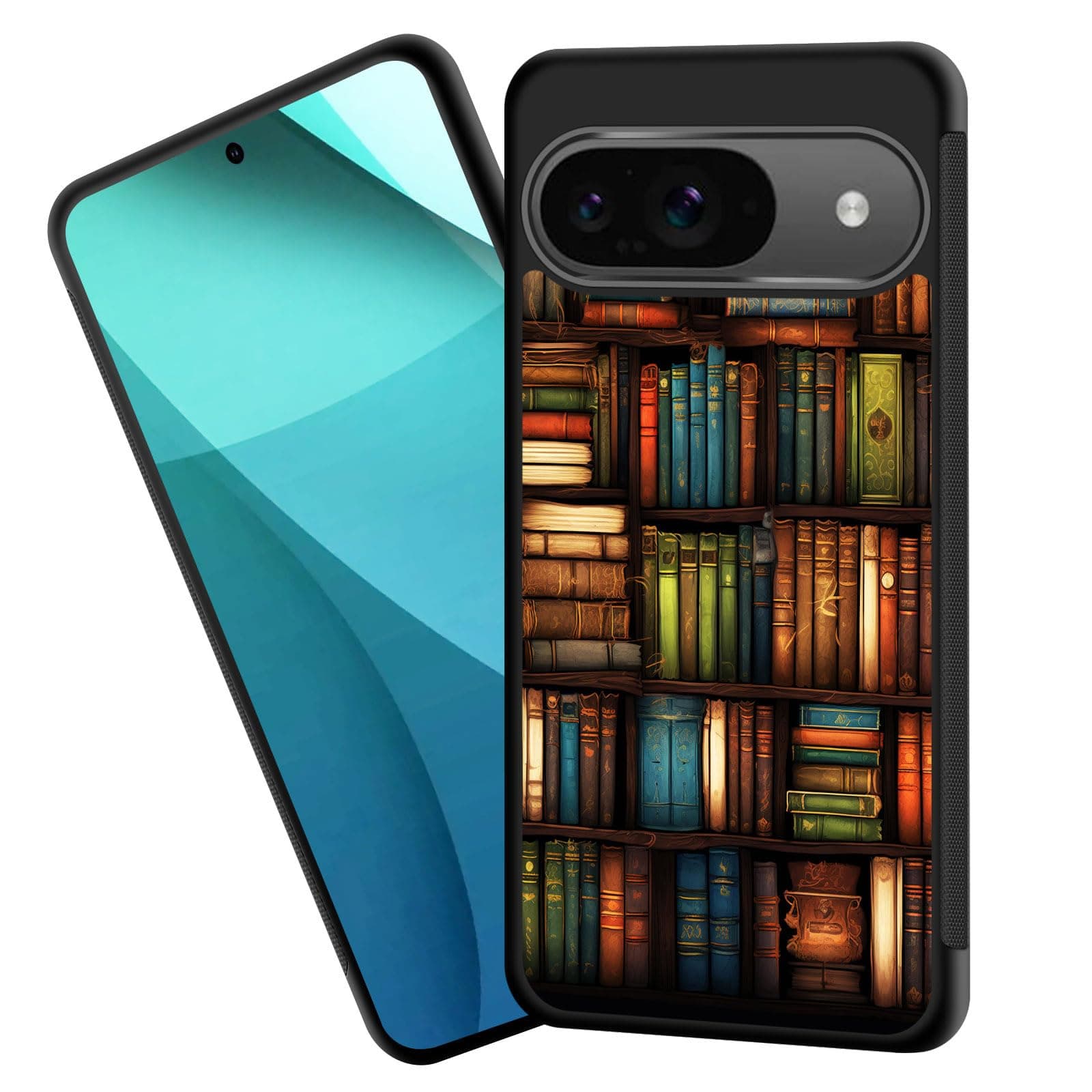 ZQLPLZR for Pixel 9/Pixel 9 Pro Case,Tire Anti-Skid Edges Cute Design Shockproof Bumper Full Protection Back Cover for Google Pixel 9/ Pixel 9 Pro 2024,Vintage Bookshelf