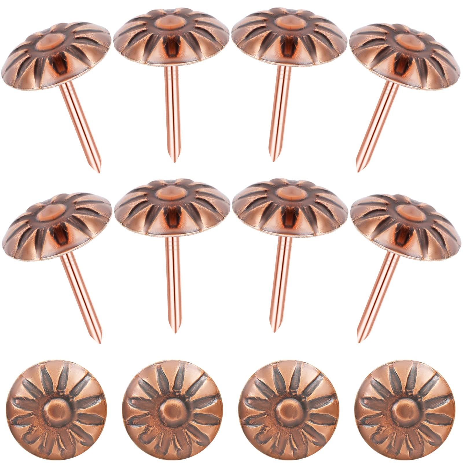 500 Pcs Antique Brass Daisy Decorative Nails, Gold Brass Upholstery Tacks Nails Furniture Nails for Sofa,Crafts,Furniture, Hardware Tool,11 x 16cm, Brown