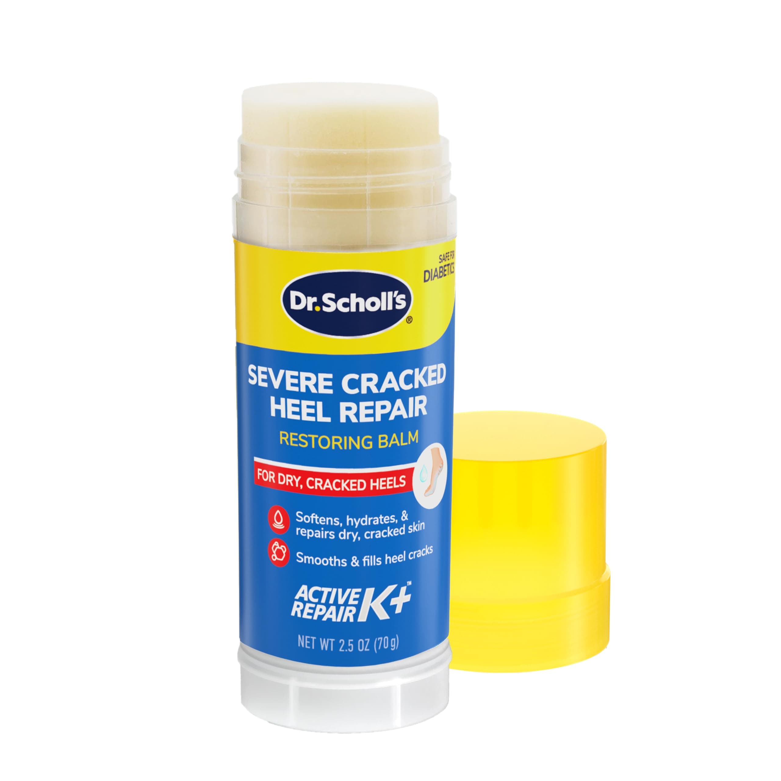 Dr. Scholl's Cracked Heel Repair Balm 2.5oz, with 25% Urea for Dry Cracked Feet, Heals and Moisturizes for Healthy Feet