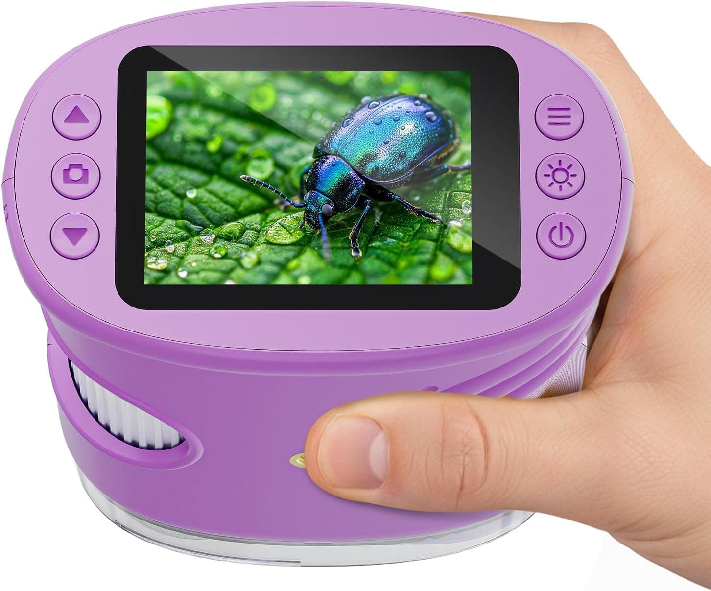 Temodu Kids Microscope 2.0" Screen 1000X Digital Microscope for Kids, Mini Pocket Handheld Microscopes for Children Birthday Festival Gift, Science Education Fun Toys for Boys Girls Ages 4-12 (Purple)