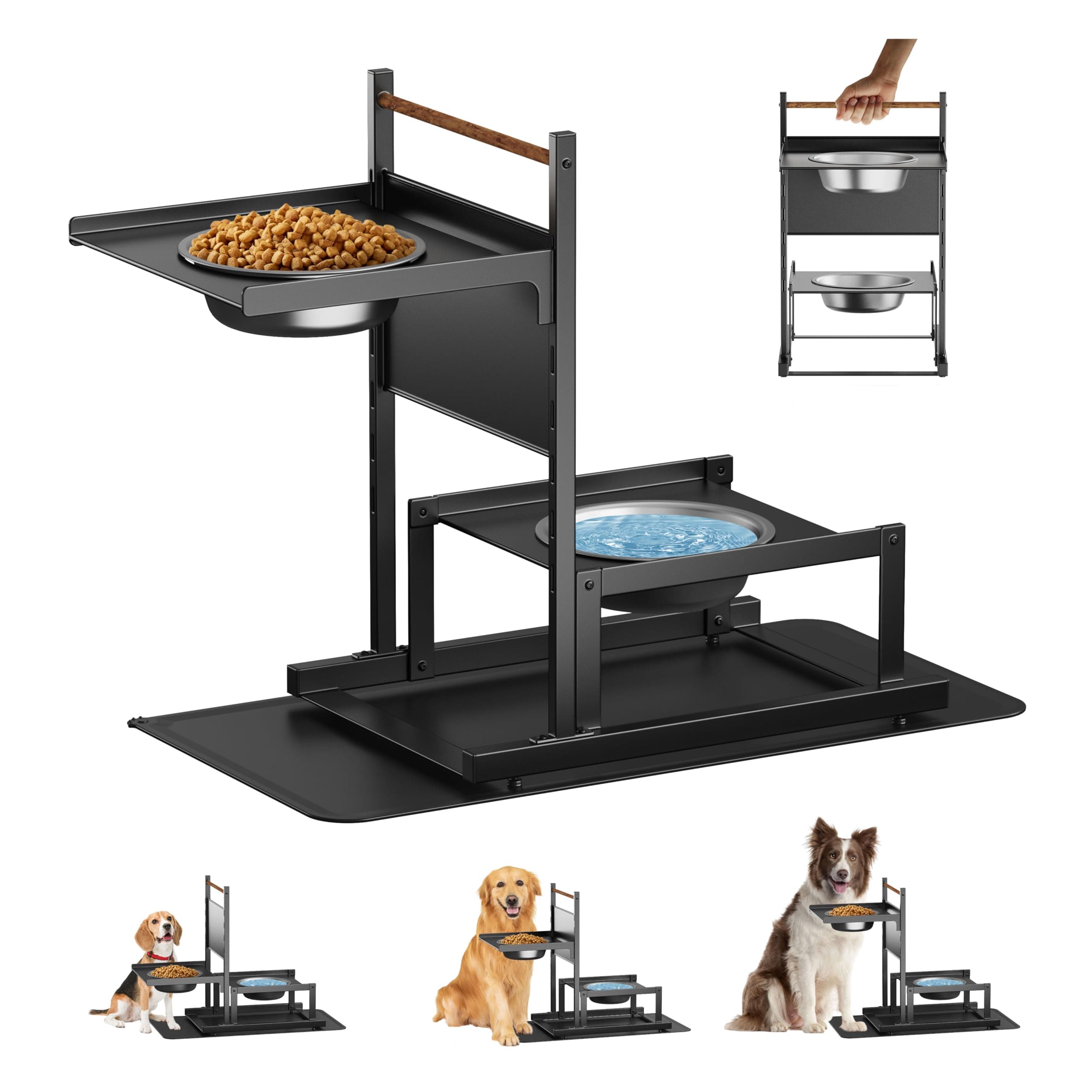 IUMLXJO Elevated Dogs and Cats Bowls with 2 Stainless Steel Bowls