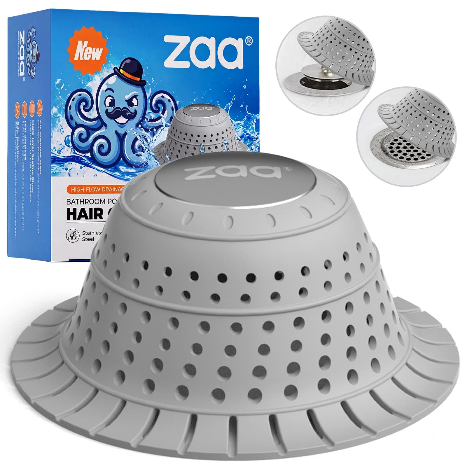 zaa Drain Hair Catcher 1 Pack Shower Drain Covers Easy to Install and Clean for Pop-Up, Regular Drains, Bathtub,Shower,Bathroom and Kitchen