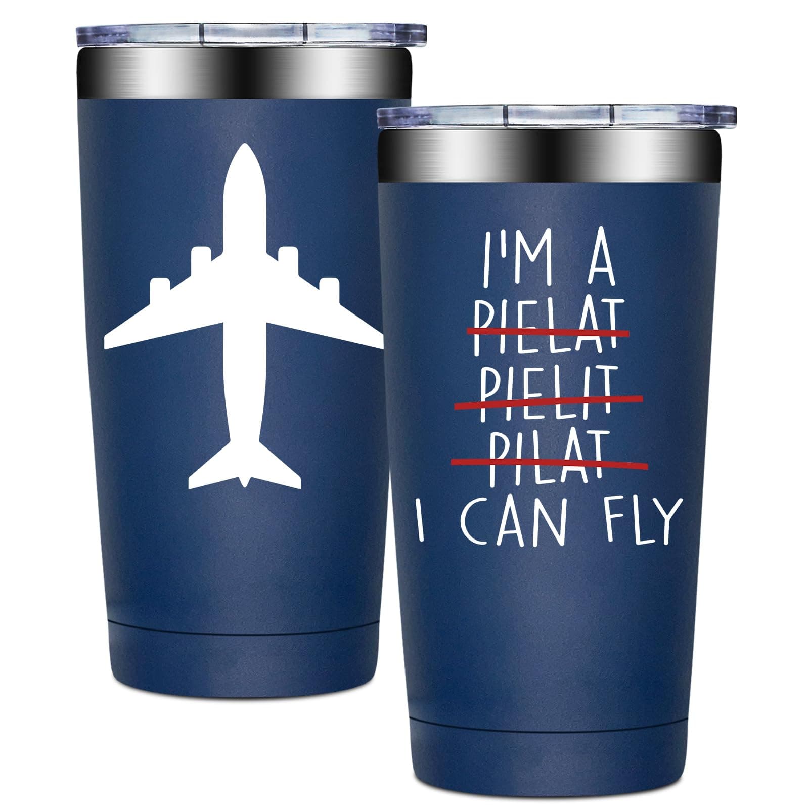 BIRGILT Pilot Gifts for Men - Aviation Gifts for Pilots - Funny Airplane Gift for Men, Women - Christmas Birthday Gift for Airplane Lovers, Aviation Lover - 20oz I Can Fly Pilot Tumbler Cup