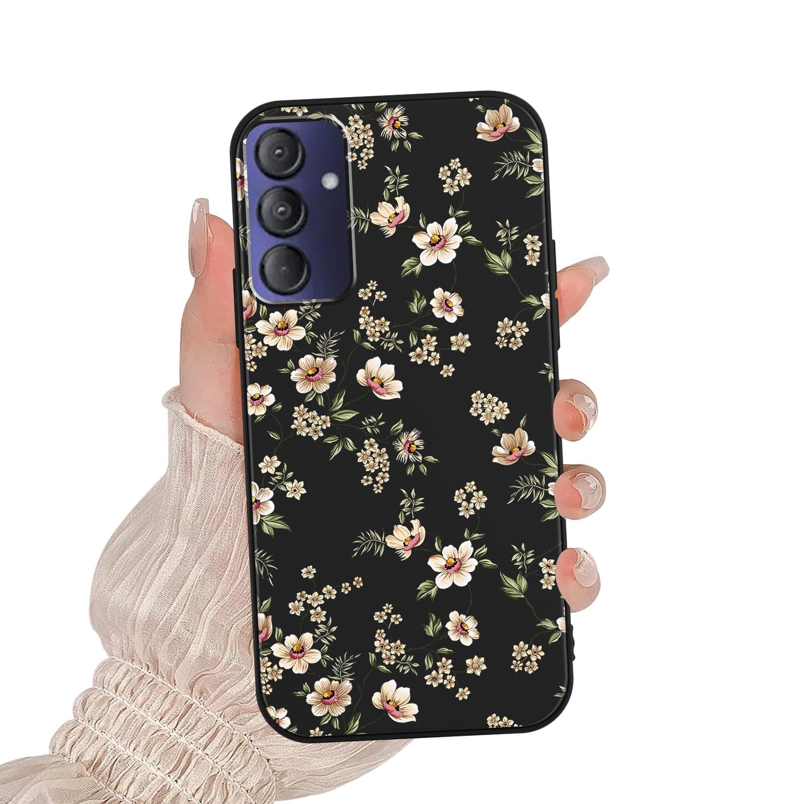 Zrutru Cute Floral Phone Case for Gabb Phone 4 Pro 6.5",White Flower Print Cartoon Kawaii Pattern Aesthetic Design Cases Soft Silicone TPU Slim Shockproof Protective Bumper Black Phone Cover