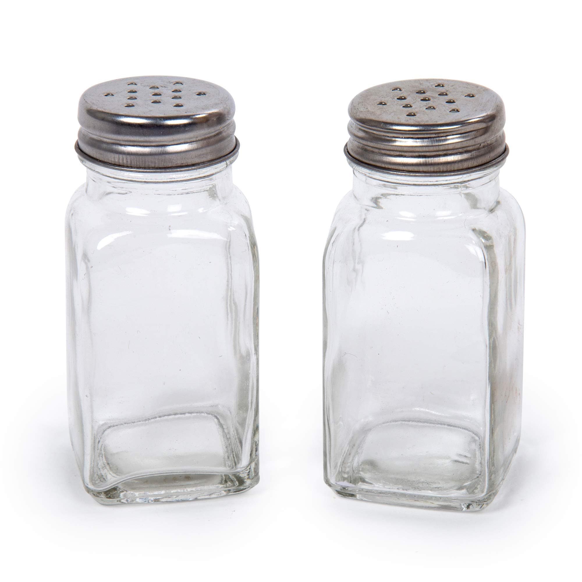 Luciano Housewares Salt and Pepper Shakers Set, Clear, Transparent Glass Shakers with Metal Lids, Kitchen Essentials, 2-Piece Set, 4 x 8.9 cm