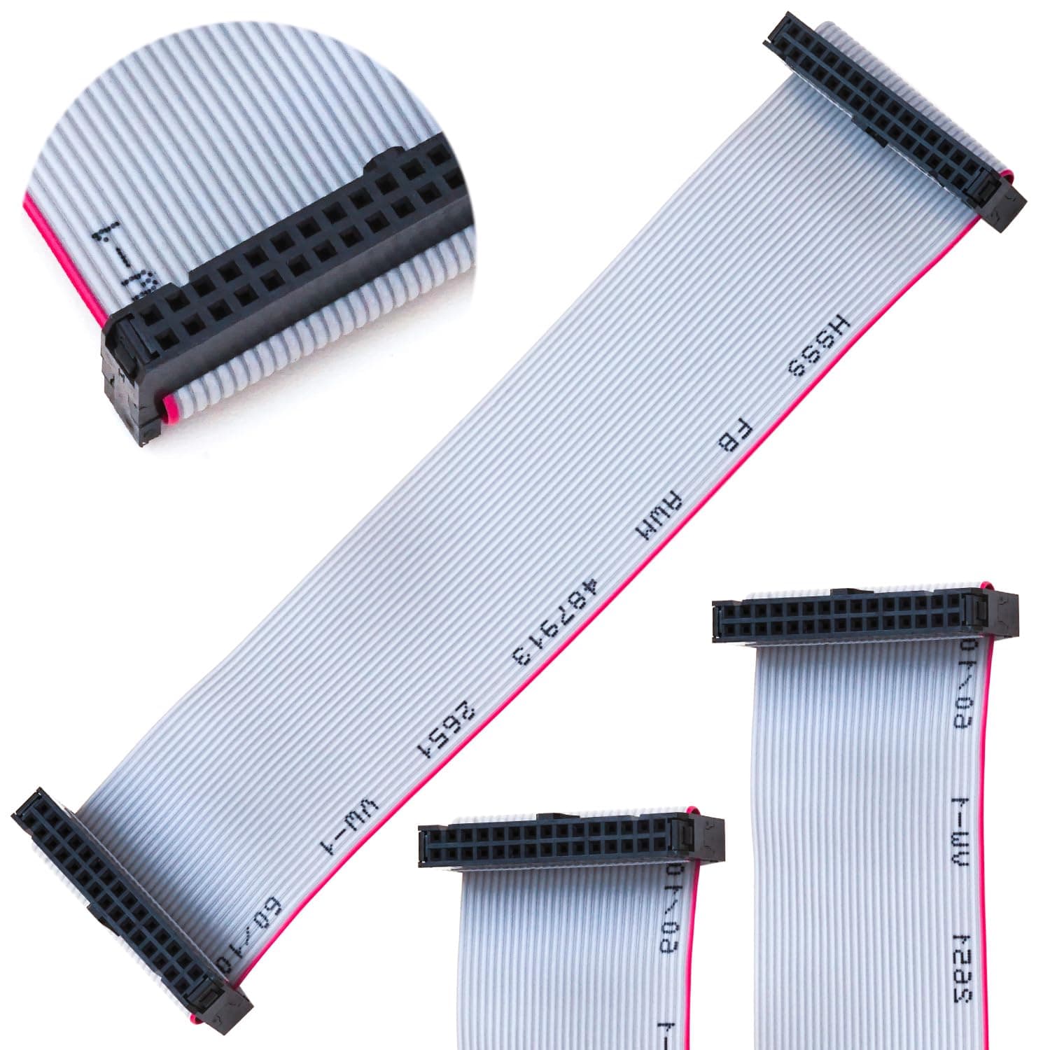 Tcenofoxy 2.54mm Flat Ribbon IDC Cable Female to Female, Flat Ribbon Cable Connector 30P FC 30-Pin 50cm Length 2Pcs (TC-50cm-FF30P-2)