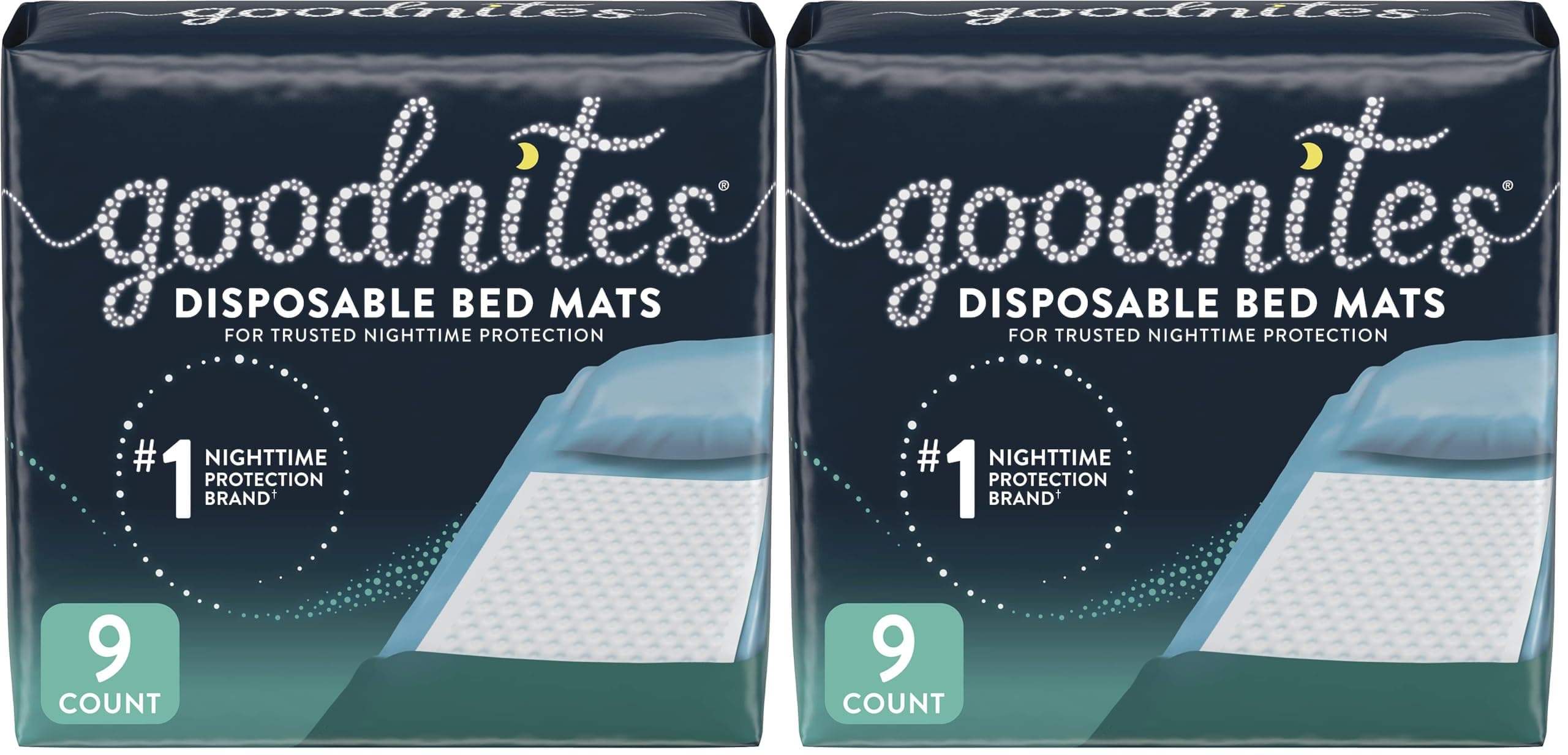 Huggies GoodNites Disposable Bed Mats, Mattress Protector Underpads for Bedwetting Kids, 9 Count (Pack of 2)
