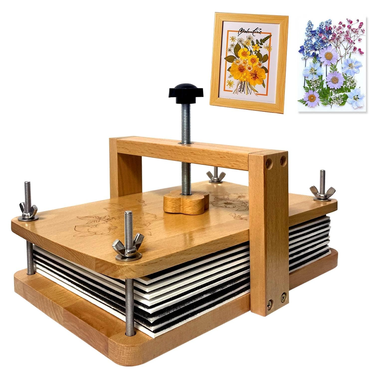 Gkesgm Large Flower Press Kit - 6 Layers 11" x7" Even Pressure for DIY Arts, Pressing for Adults, Dried Plant Preservation for Craft Lover,ZFO-002