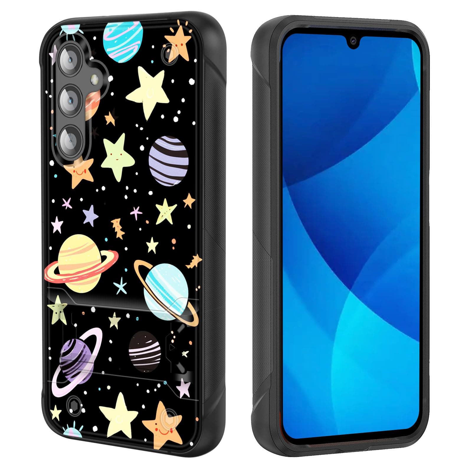 GFEWYTJYJ for Galaxy S25 Case,Dual-Layer Rugged Shockproof Cell Phone Cover with Kickstand|Military Drop Proof Protective Case for Samsung Galaxy S25 6.2 inch 2025,Planets and Stars
