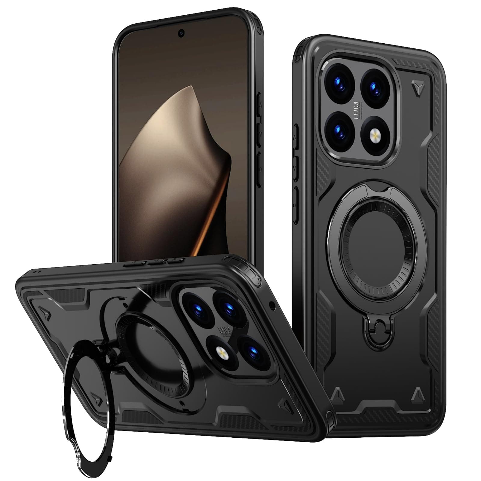 MRRSIWEI Case for Xiaomi 15T with Kickstand.Shell Black