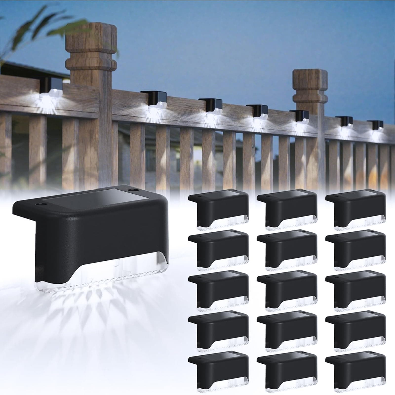 JACKYLED Solar Deck Lights, 16 Pack IP65 Waterproof Solar Powered Light