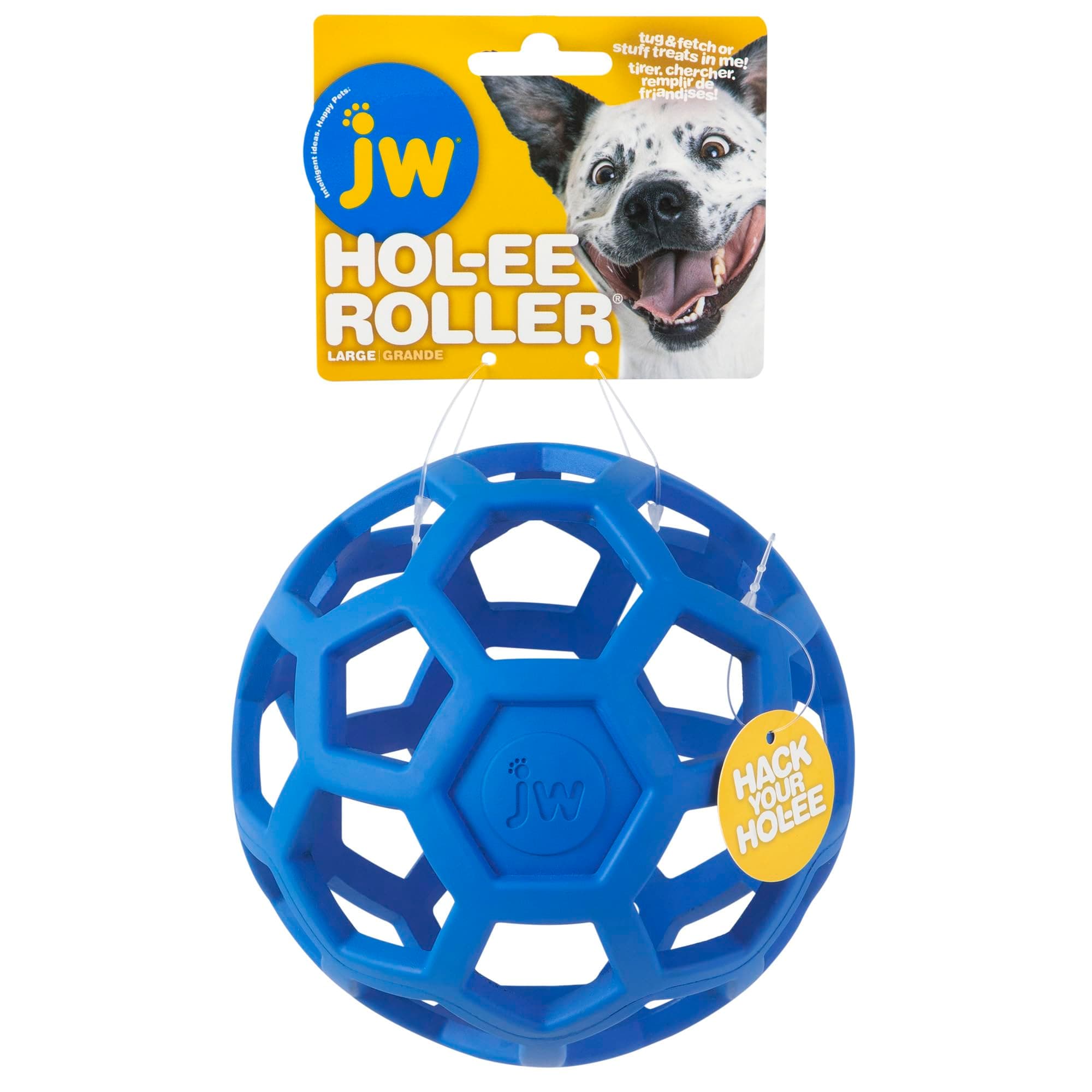 JW Pet HOL-ee Roller Original Do It All Dog Toy Puzzle Ball, Natural Rubber, Assorted Colors, Large