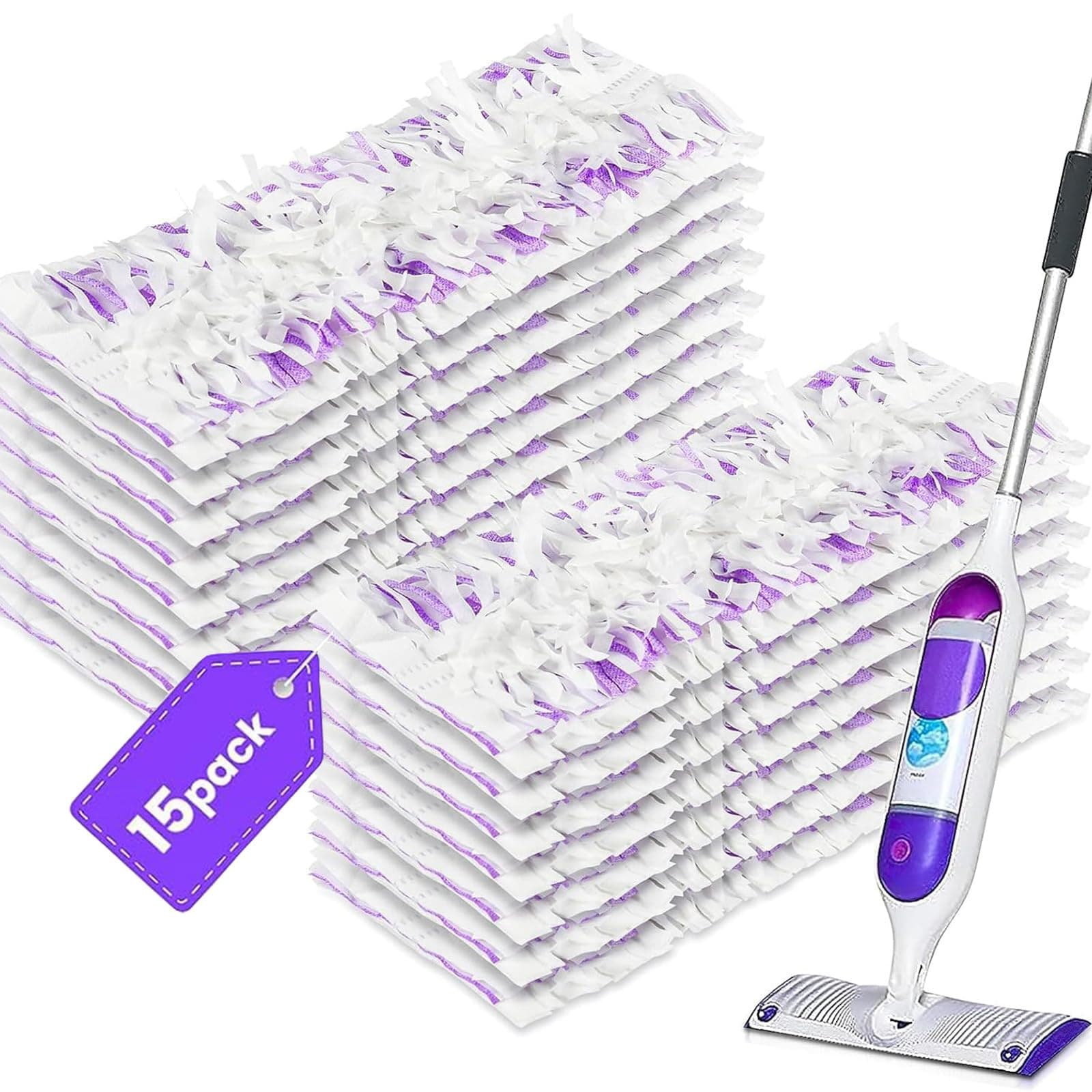 15 Count Pad Refills for Swiffer Power Mop Refill, Absorbent Floor Cleaning Pads for Hardwood, Tile, Laminate Floors
