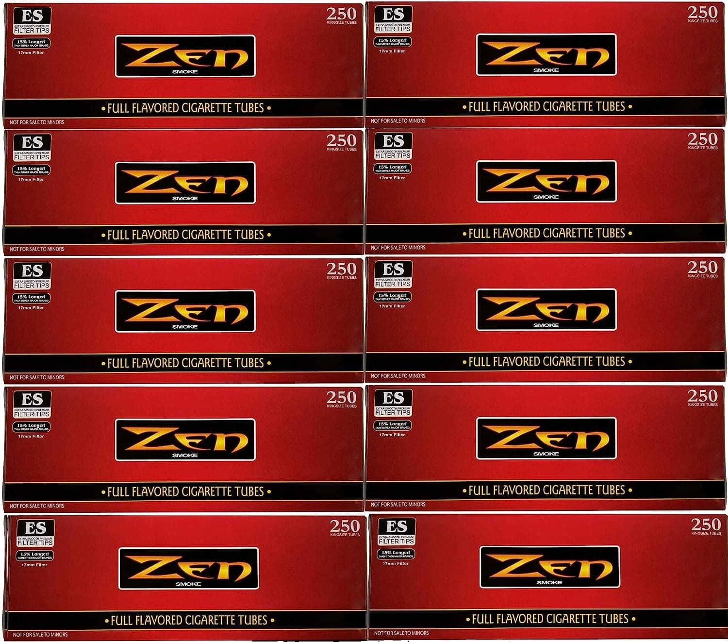 ZEN King Size Full Flavor Cigarette Tubes - 10 Boxes