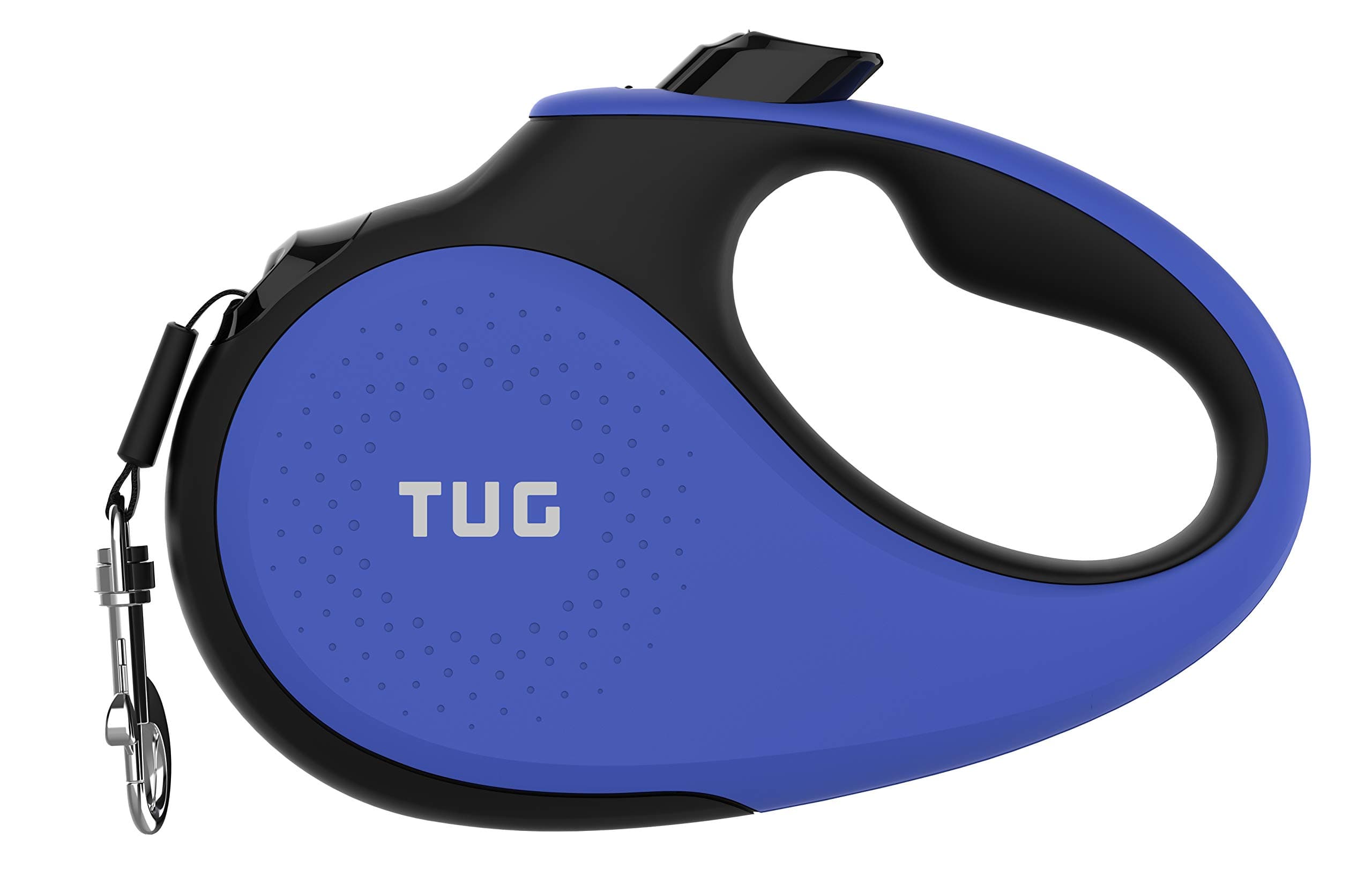 TUG 360° Tangle-Free Retractable Dog Leash for Up to 25 kg Dogs | 5 m Strong Nylon Tape/Ribbon | One-Handed Brake, Pause, Lock (Medium, Blue)