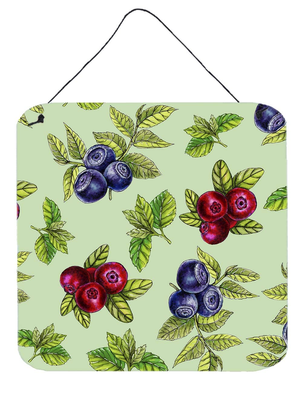 Caroline's Treasures Berries in Green Metal Print, 6" H x 6" W, Multicolor