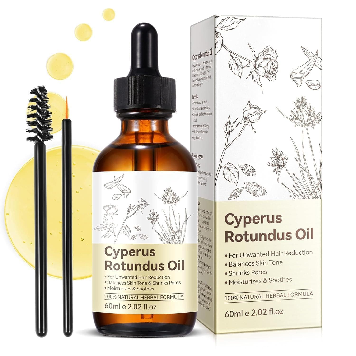 Cyperus Rotundus Oil, Natural Cyperus Rotundus Oil for Hair Removal, Moisturizes The Skin, Suitable for All Skin Types - 2.03 oz