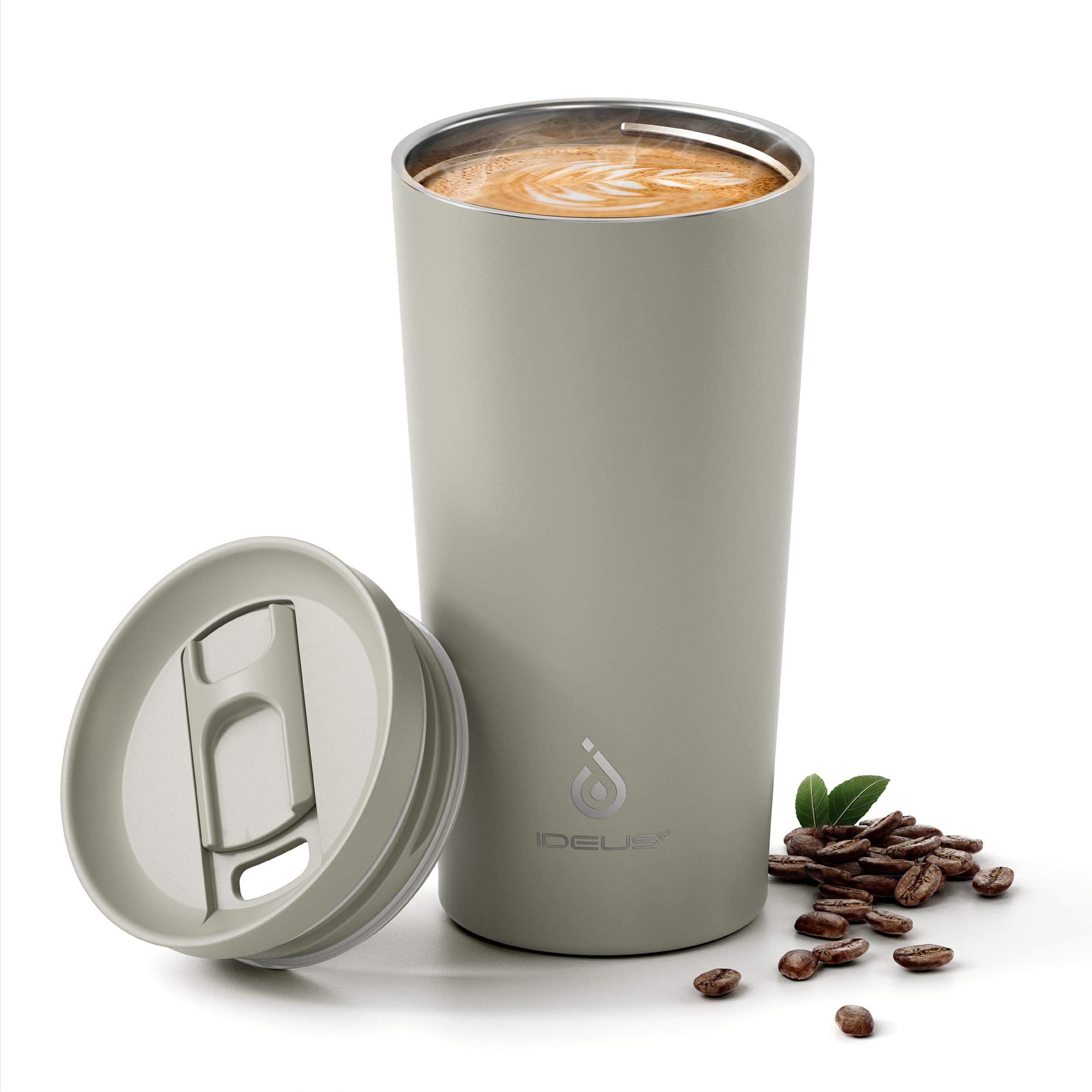 Ideus 17 oz Travel Coffee Mug, Double Wall Vacuum Stainless Steel Insulated Coffee Tumbler With Lid, Splash-Proof & Cup Holder Friendly, Keeps Drinks Hot/Cold, Dishwasher Safe, Celadon