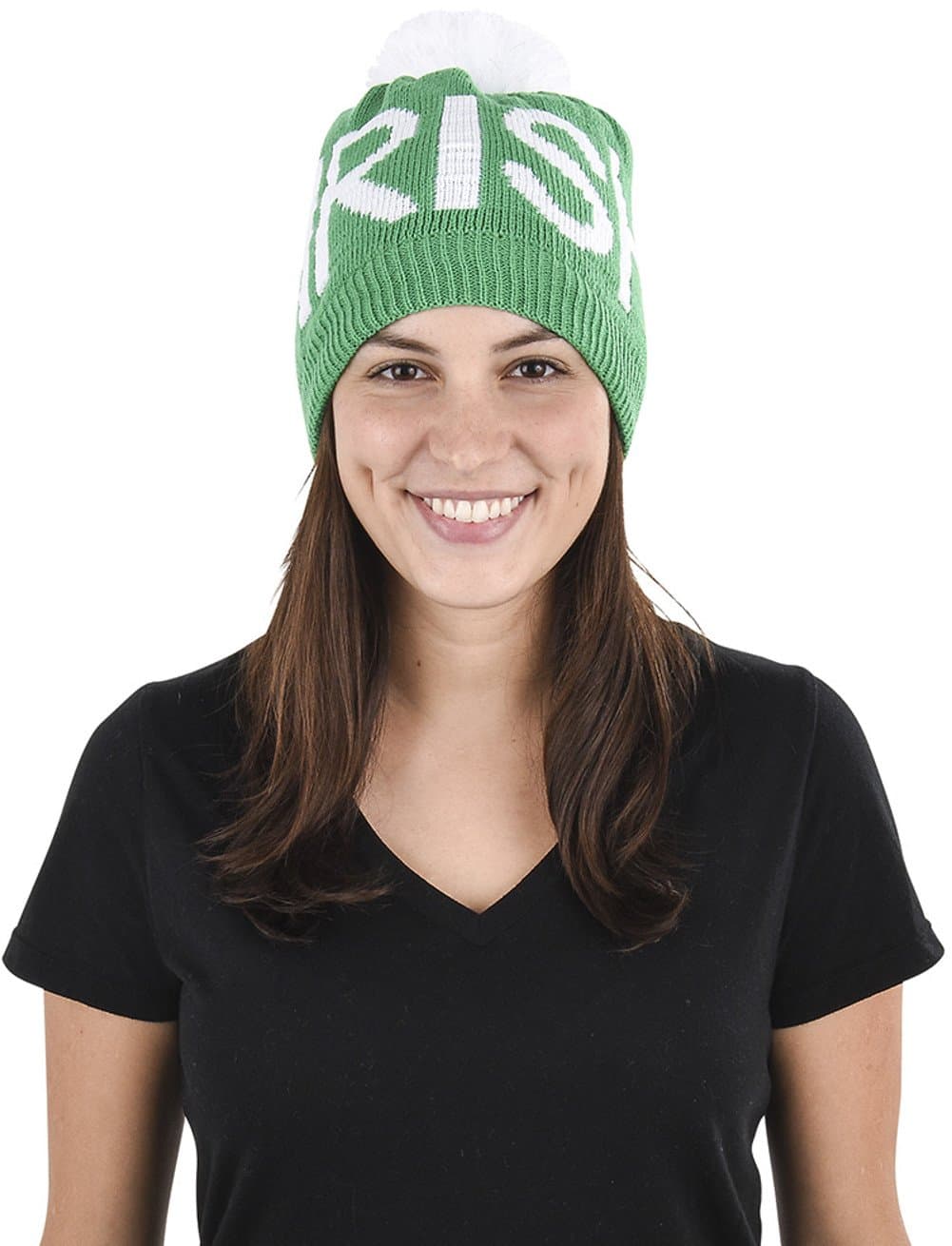 Rhode Island Novelty Saint Patricks Day Irish Knit Pom Pom Hat Green, White