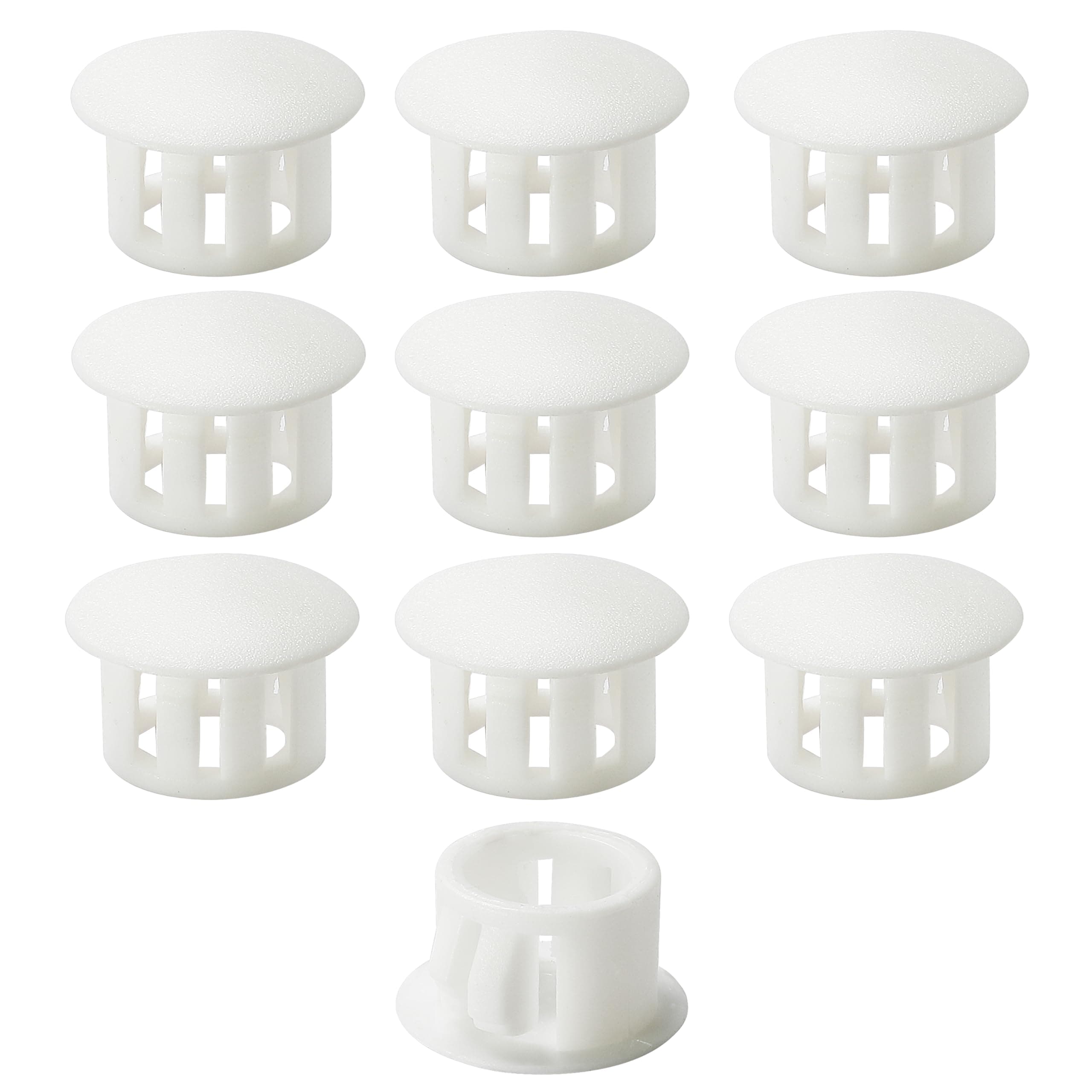 Masendelk 10pcs Plastic Hole Plugs, Snap in Locking Hole Tube Circular Locking Fastener Cover, Insert End Caps for Furniture Fencing Post Pipe - 13mm, White