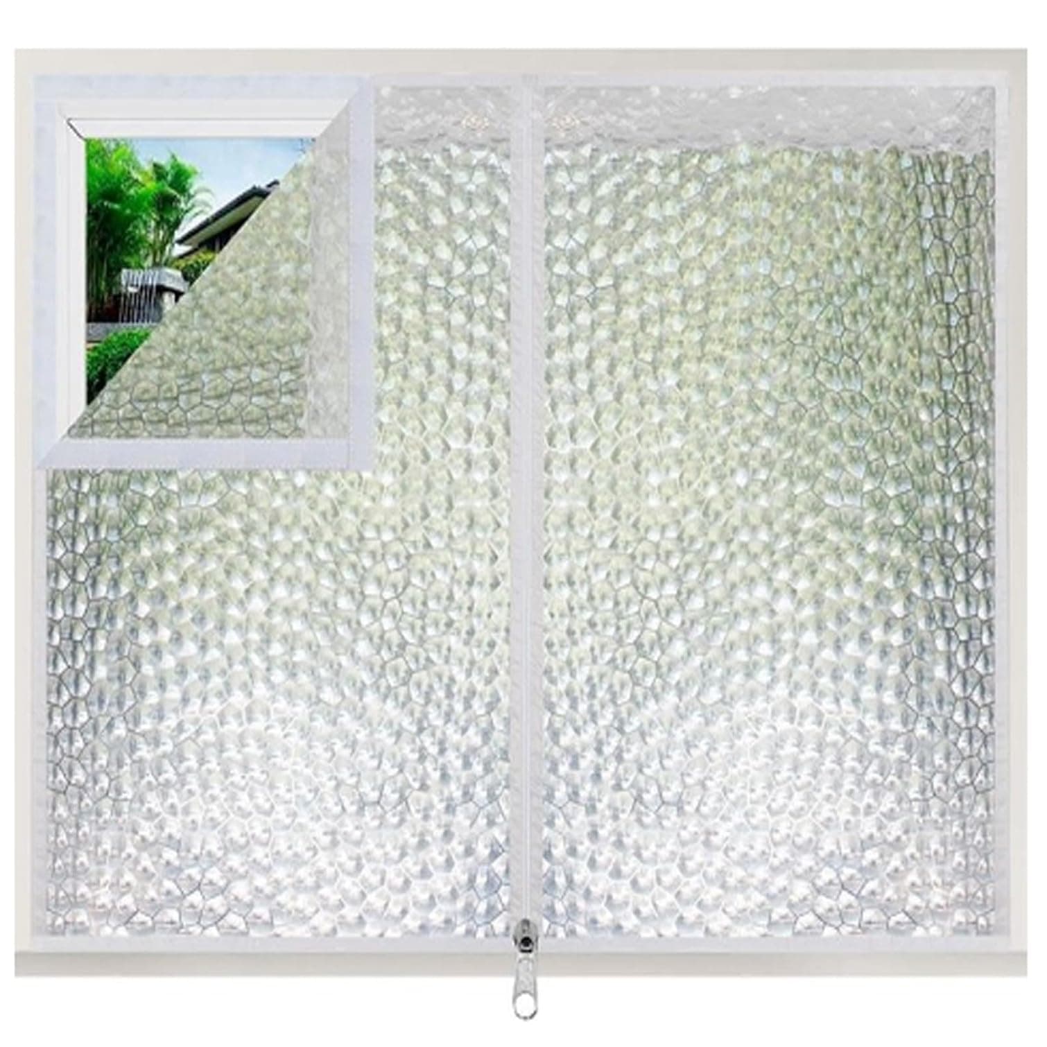 Weatherproofing Window Insulation Kit,Thermal Insulated Window Curtain,Winter Warm Cold-Protective Windproof Curtain,Translucent Privacy Window Film,with Zip,Width x Height (20 x 39in)